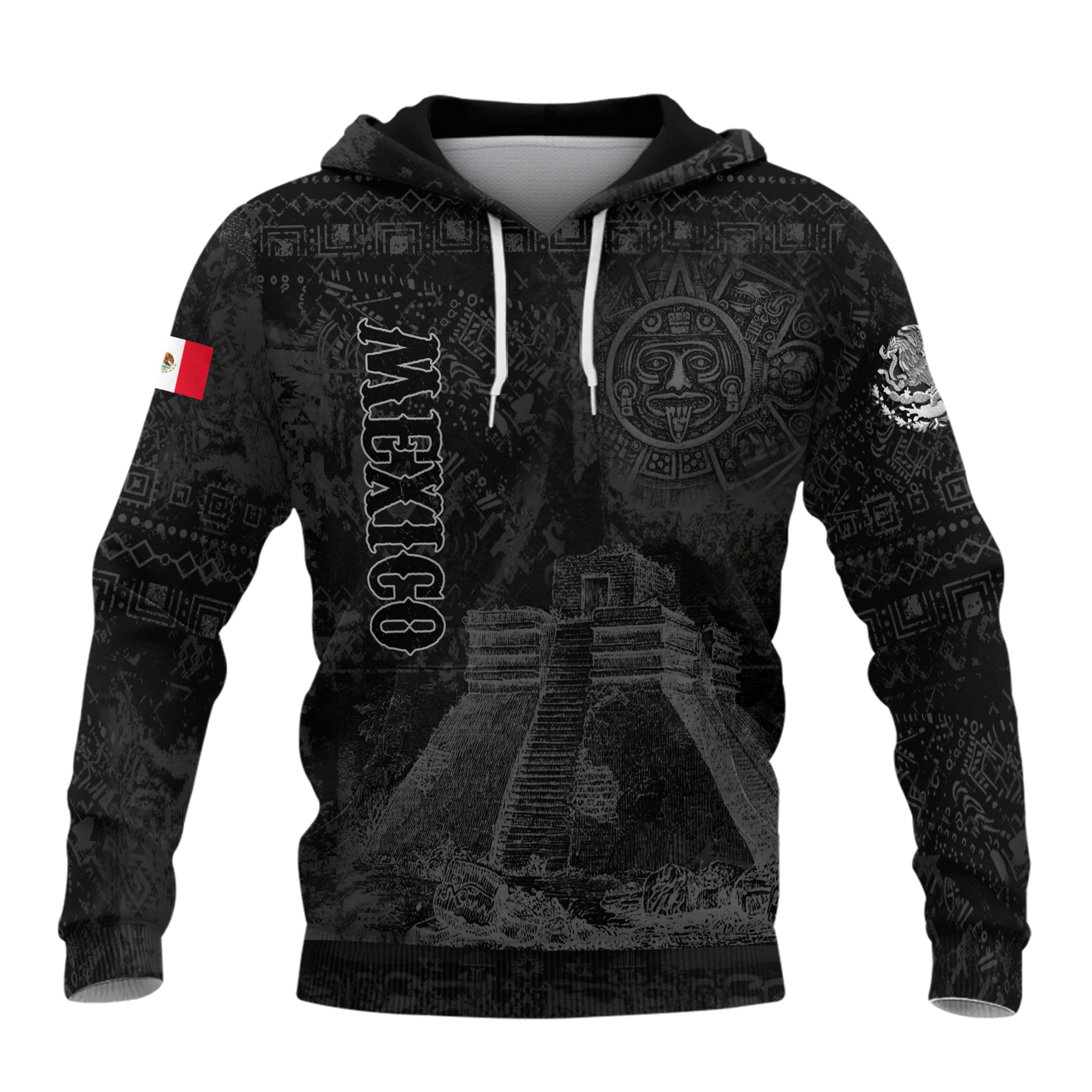 Mexican Aztec Pyramid Ancient Calendar Heritage Mens Sudadera De Mexico Hoodie