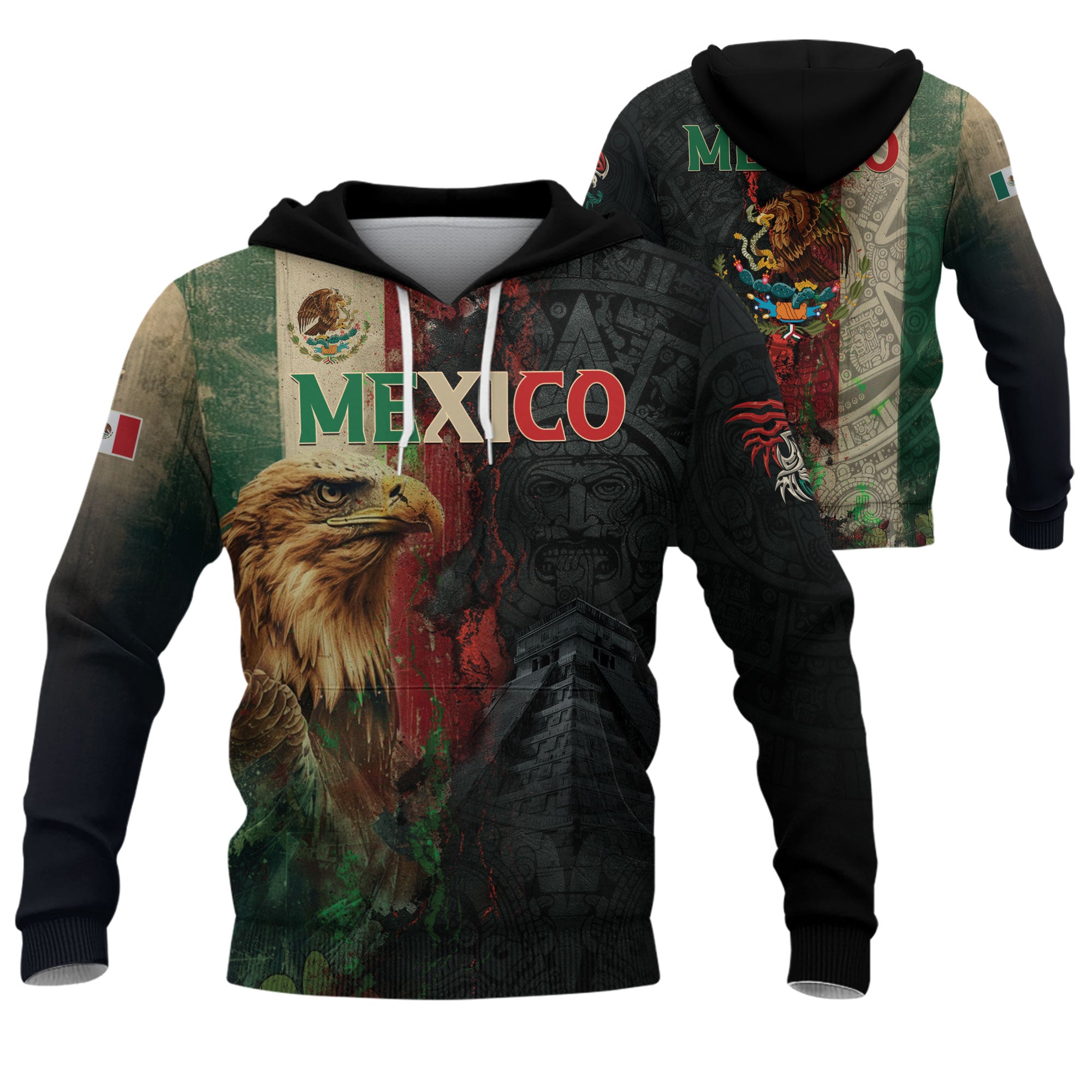 Sudadera con capucha del calendario azteca de piedra solar de México, símbolo antiguo, herencia, orgullo guerrero
