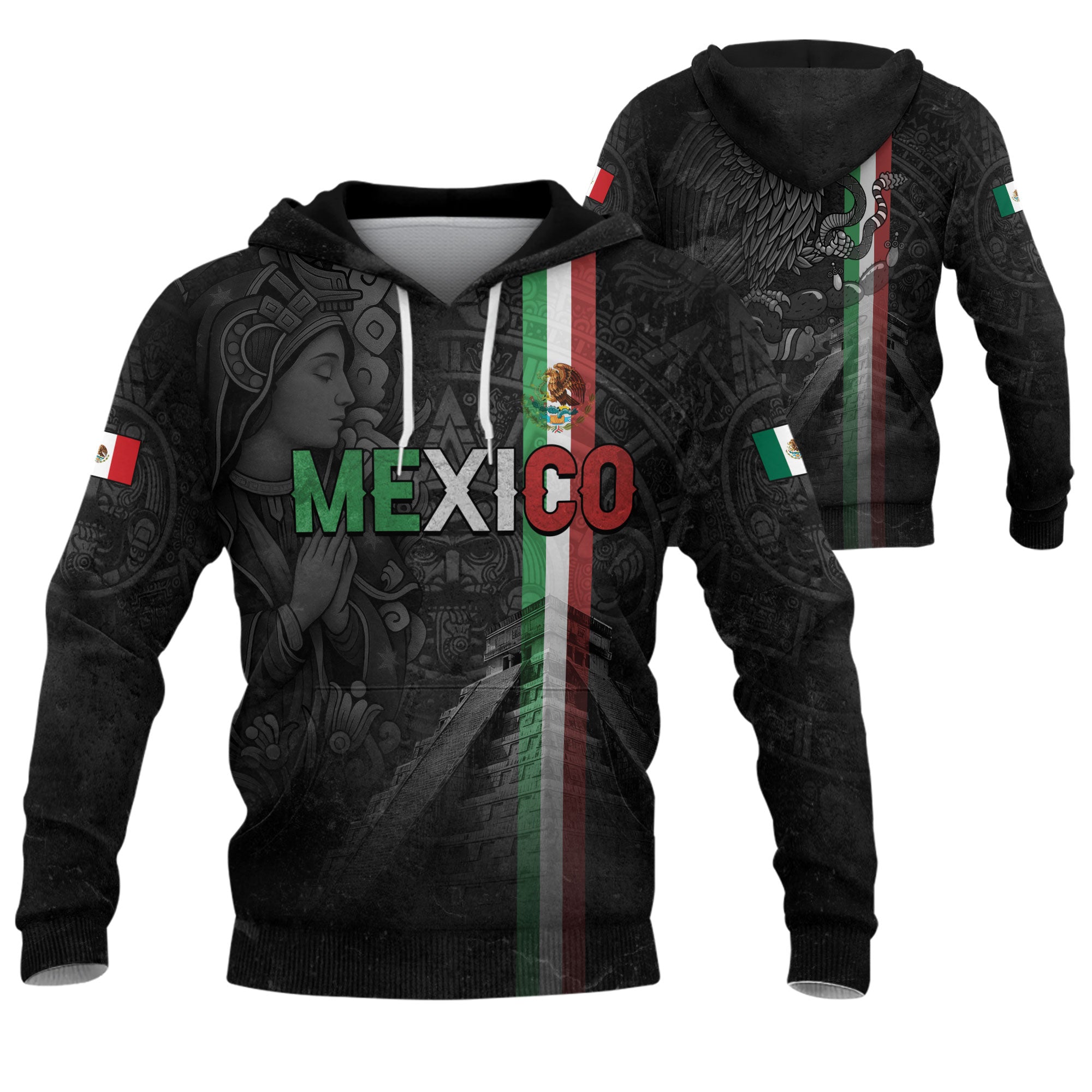 Sudadera con capucha del calendario azteca de piedra solar de México, símbolo antiguo, herencia, orgullo guerrero