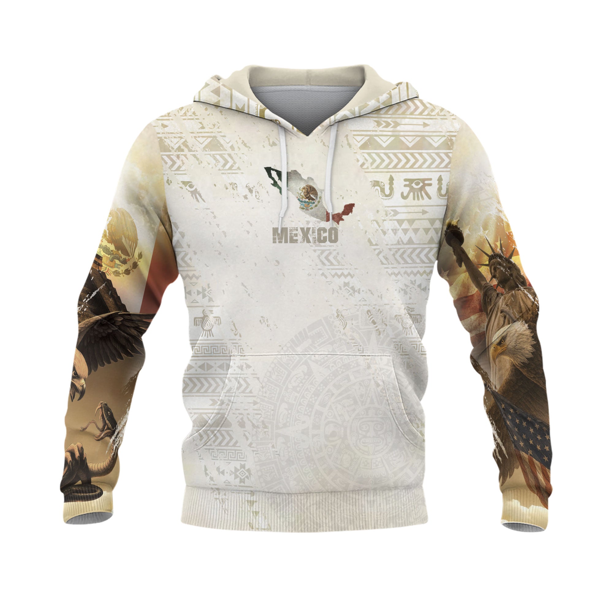 Sudadera con capucha del calendario azteca de piedra solar de México, símbolo antiguo, herencia, orgullo guerrero