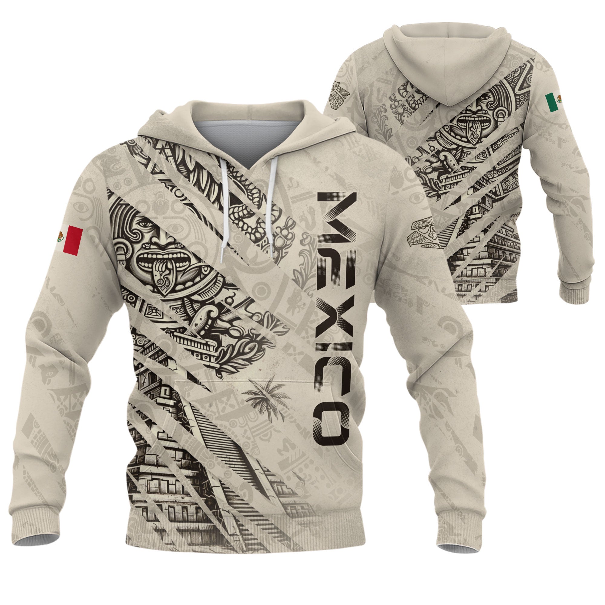 Sudadera con capucha del calendario azteca de piedra solar de México, símbolo antiguo, herencia, orgullo guerrero