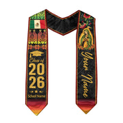 Mexican Graduation Stole Aztec Pattern Virgin Mary Floral Flag Custom Sash 2026