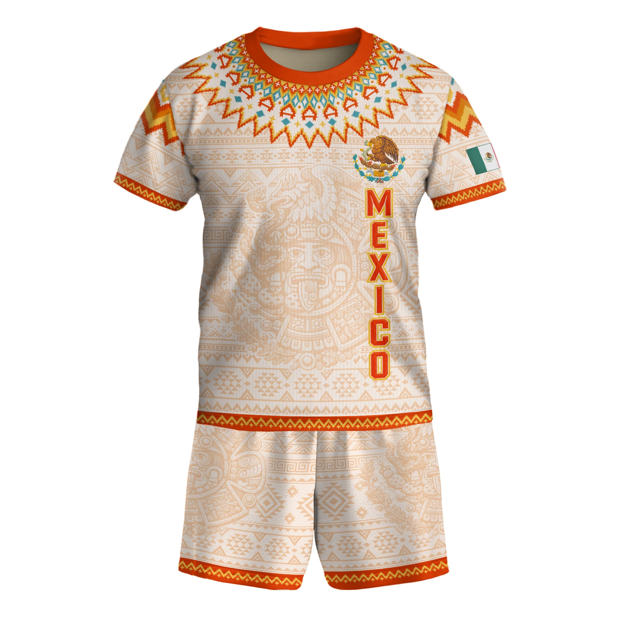 Camiseta de fútbol juvenil con estampado vertical del Águila Dorada Negra de México
