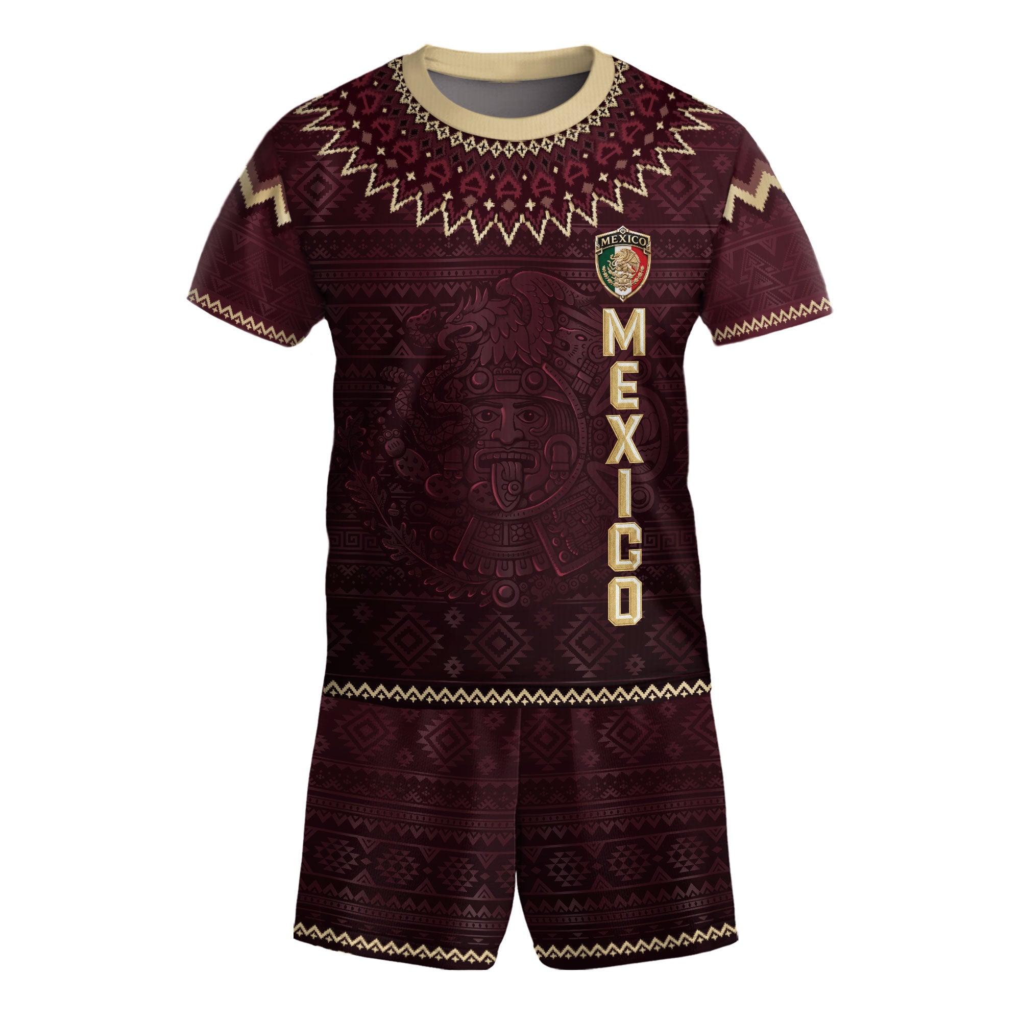 Camiseta de fútbol juvenil con estampado vertical del Águila Dorada Negra de México