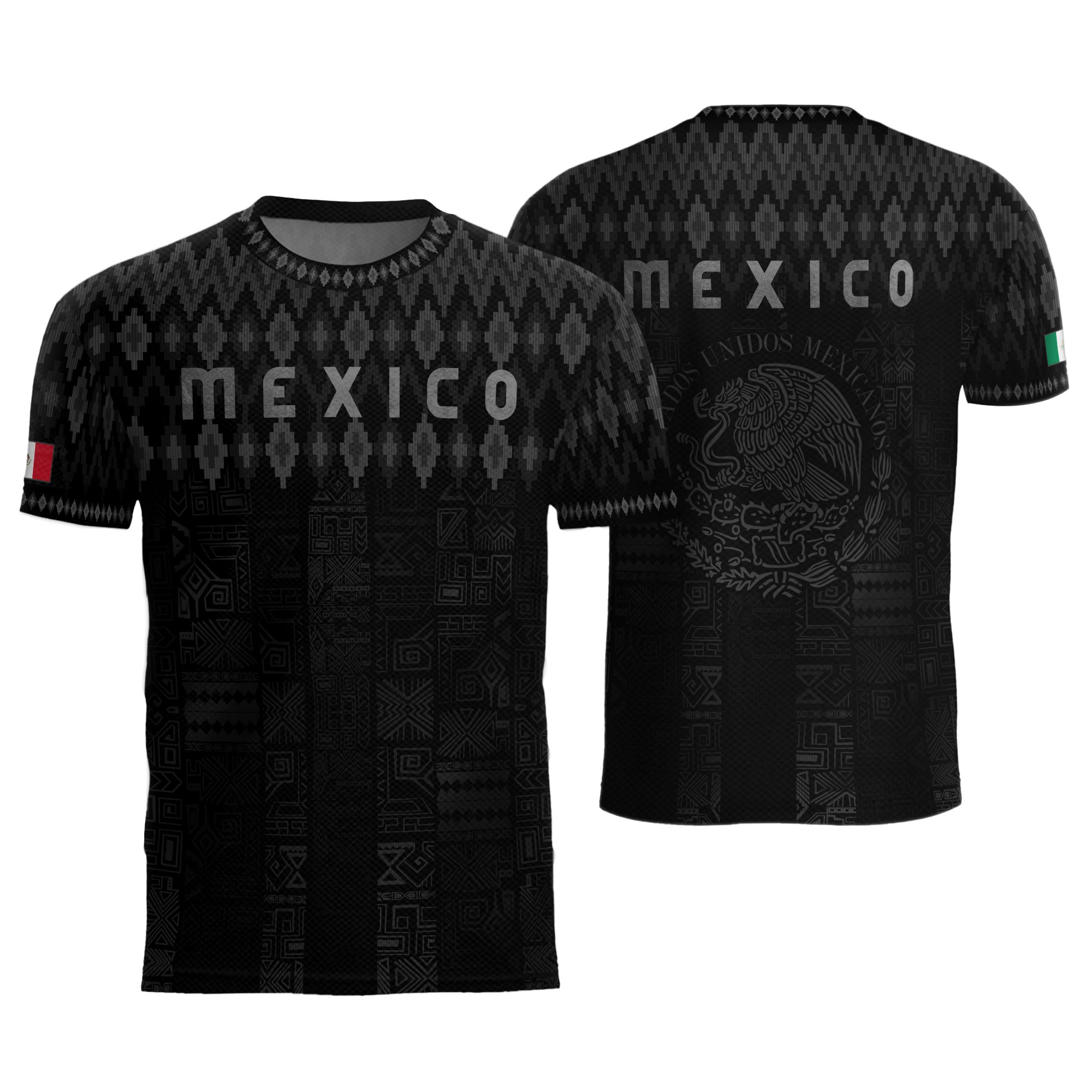 Mexico Heritage Orgullo Mexicano Black Silver Traditional Pattern Eagle Soccer Jersey