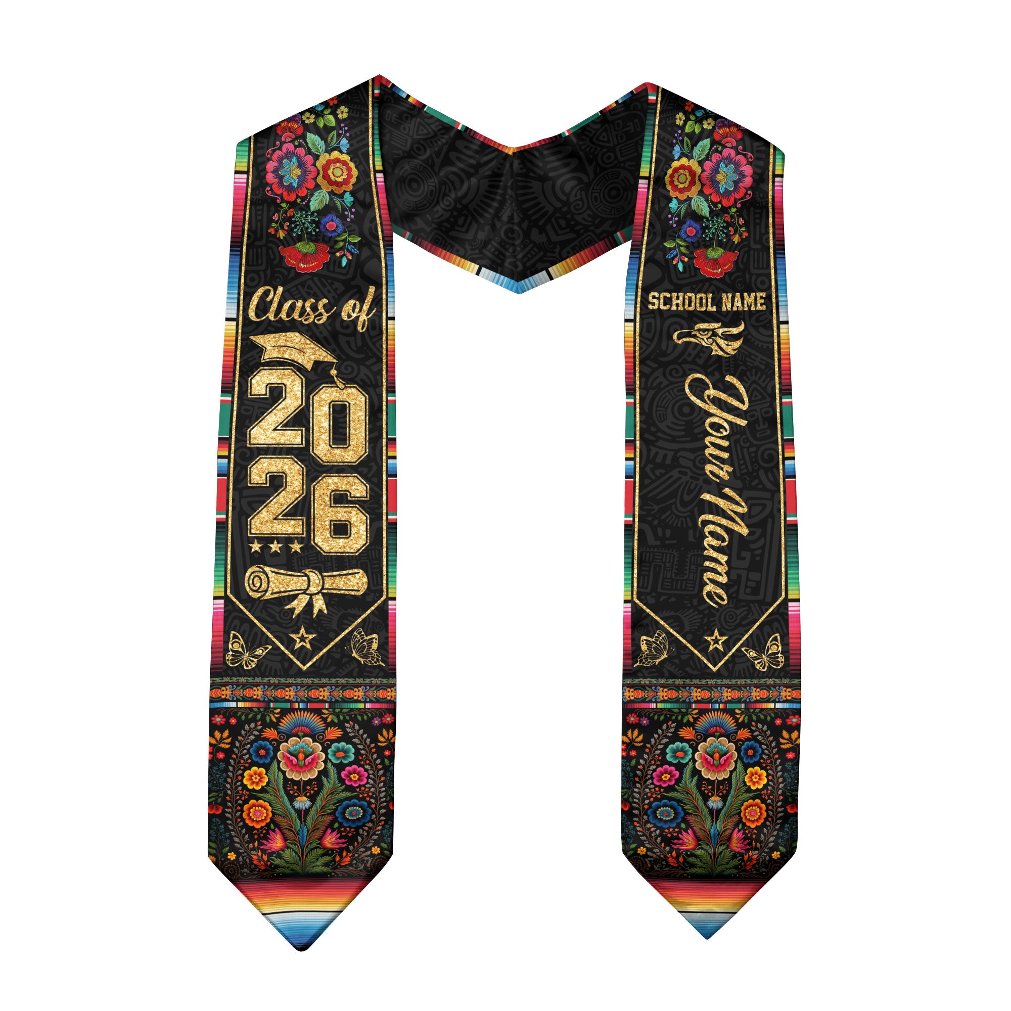 Mexican Graduation Stole Custom 2026 Mexican Graduation Sash, Mexican Stoles for Graduation