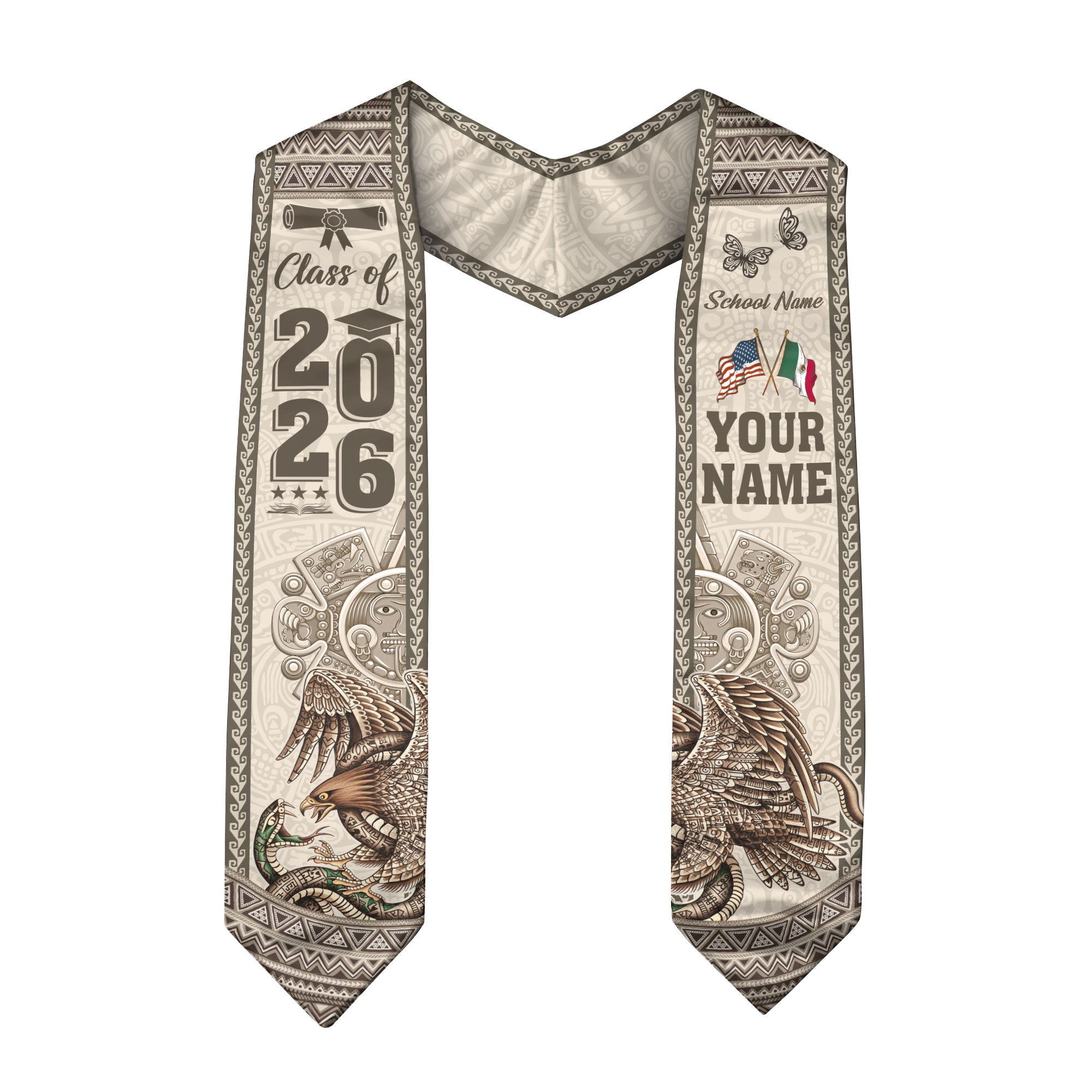 Mexican Graduation Stole 2026 Custom Mexican Graduation Sash, Mexican Flag Graduation Stole