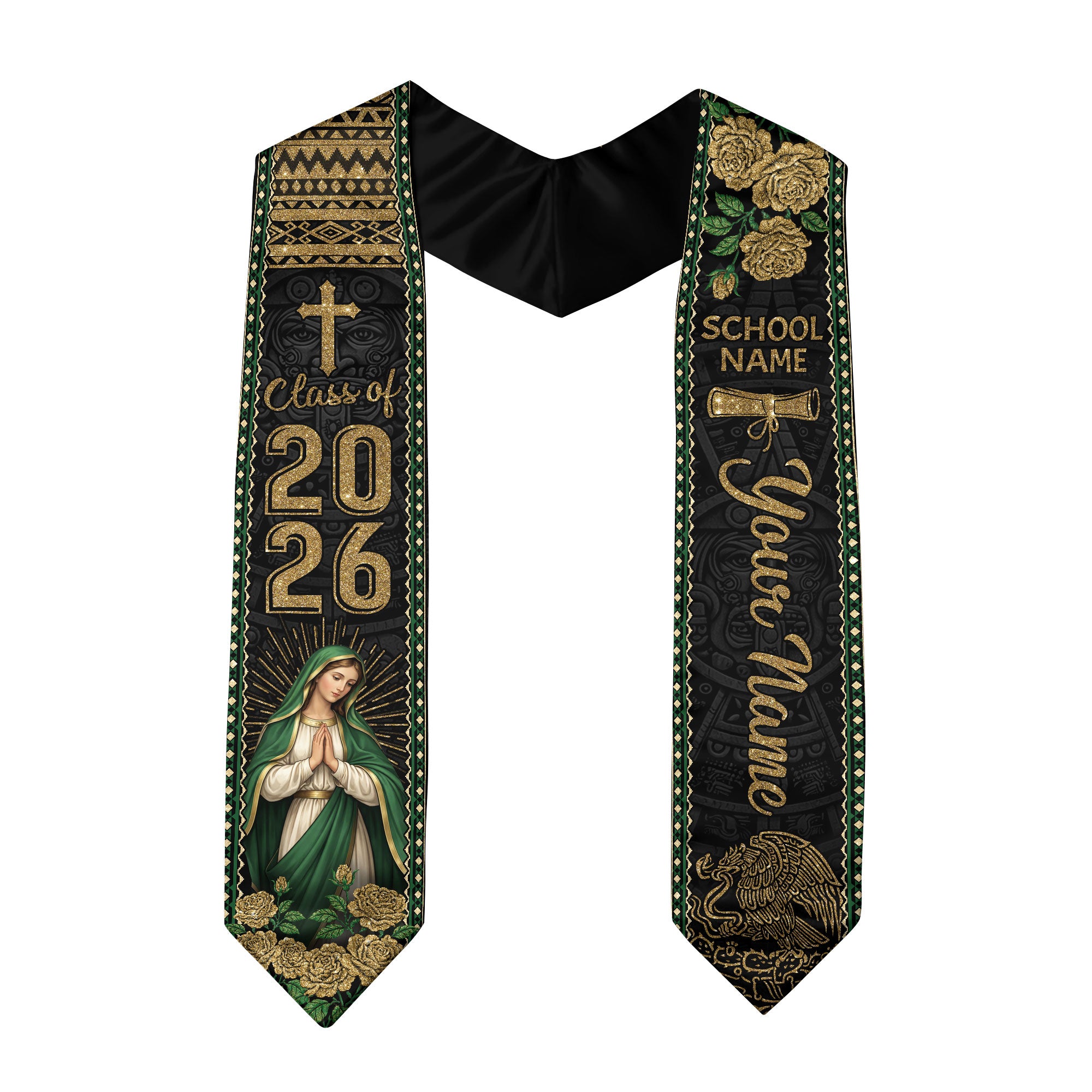 Custom Mexico Graduation Stole 2026 Personalized Mexican Graduation Sash Stoles for Graduation 2026