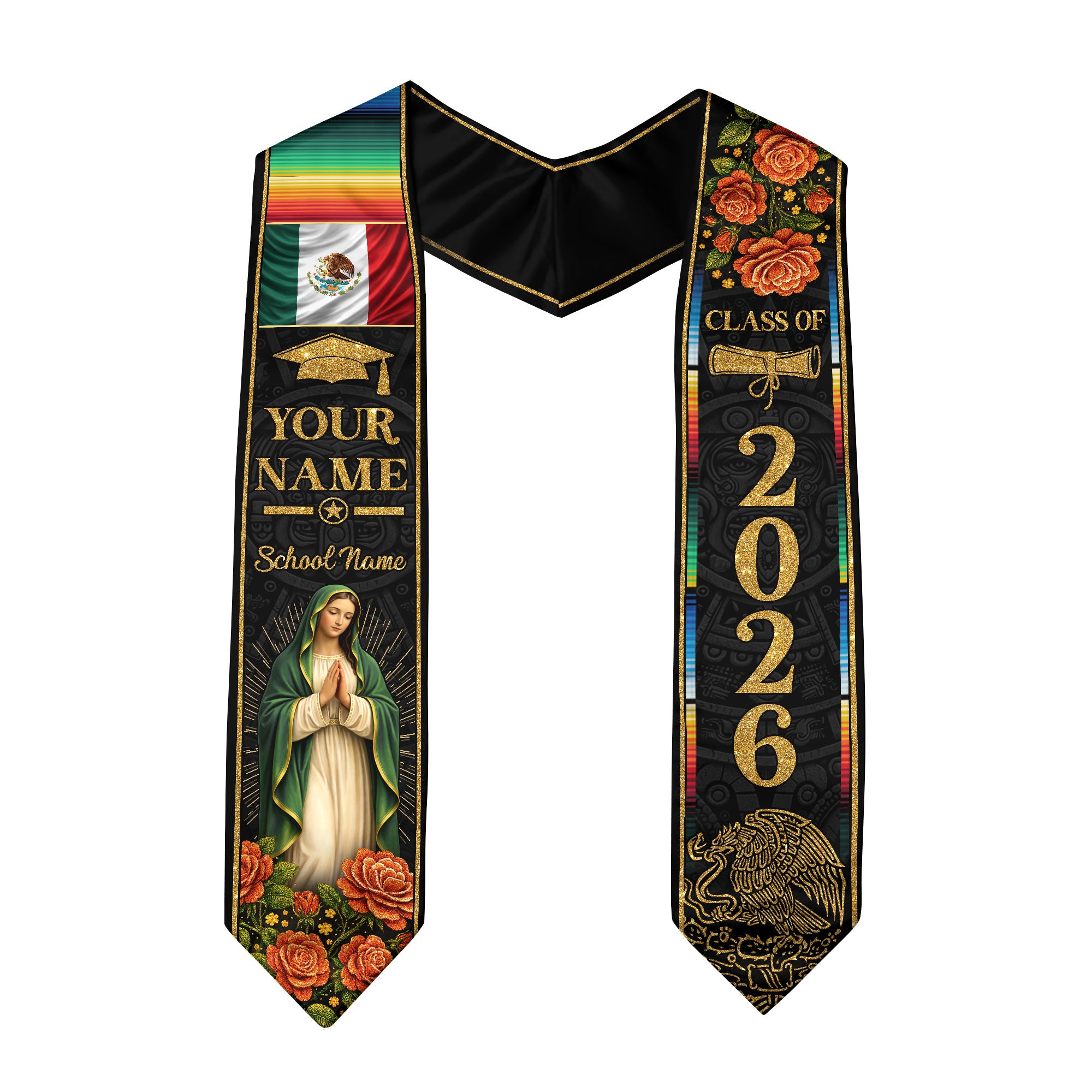 Mexico Graduation Stole 2026 Custom Graduation Sash Personalized Mexican Stoles for Graduation 2026