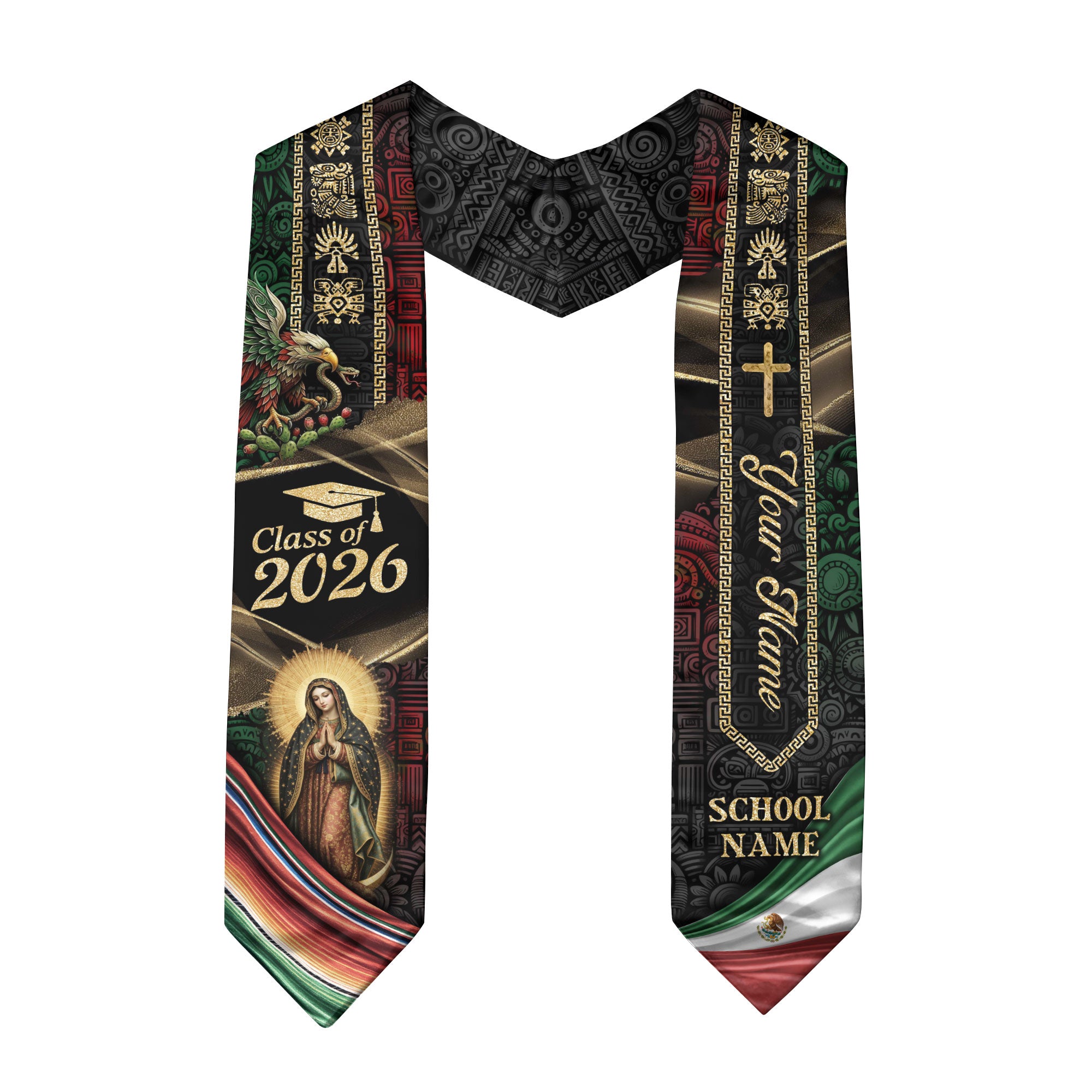 Mexican Graduation Sash 2026 Custom Graduation Stole Personalized Stoles for Graduation Mexico