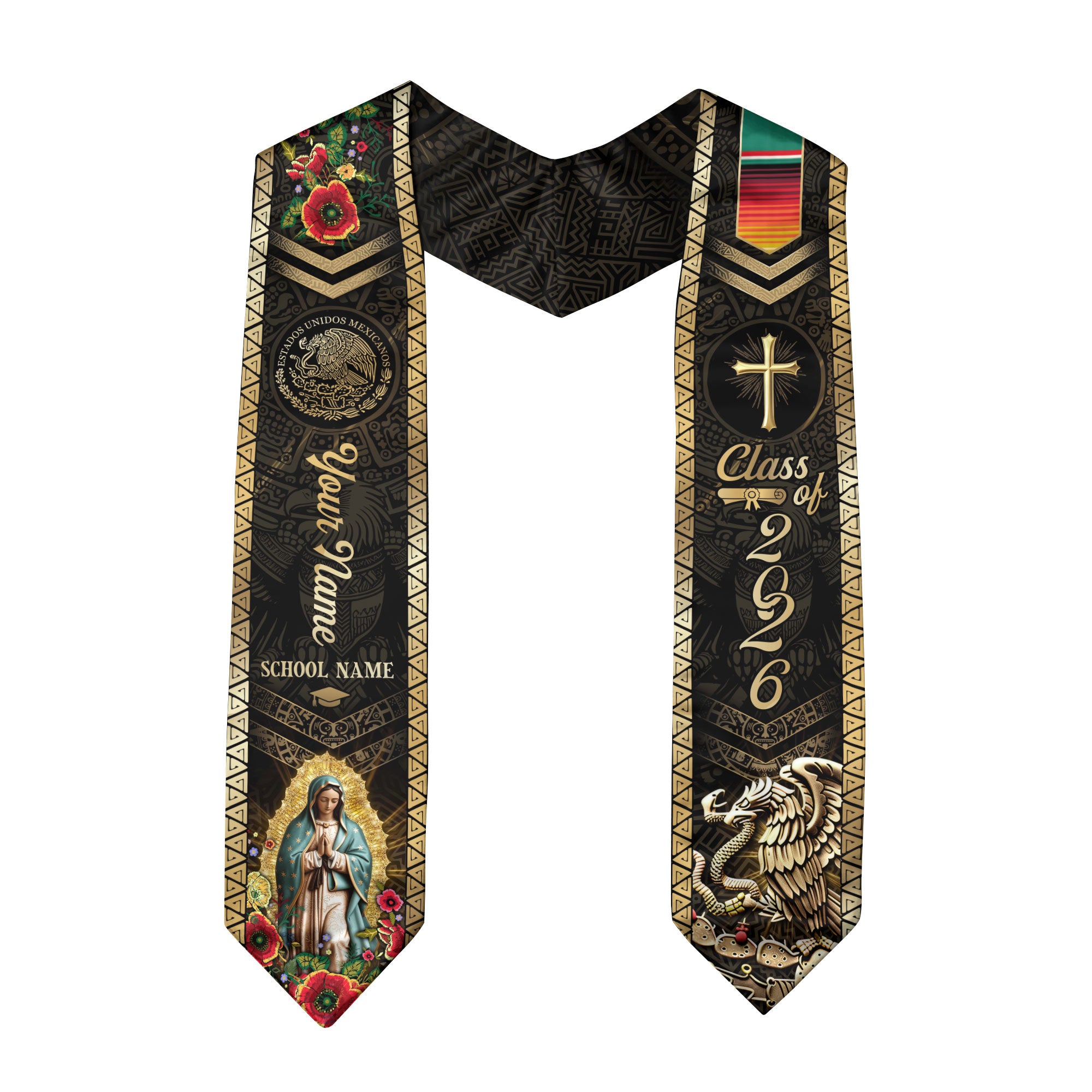 Custom Proud Mexican Graduation Stole 2026 Mexican Graduation Sash Personalized Graduation Stoles Mexico Graduation Sash