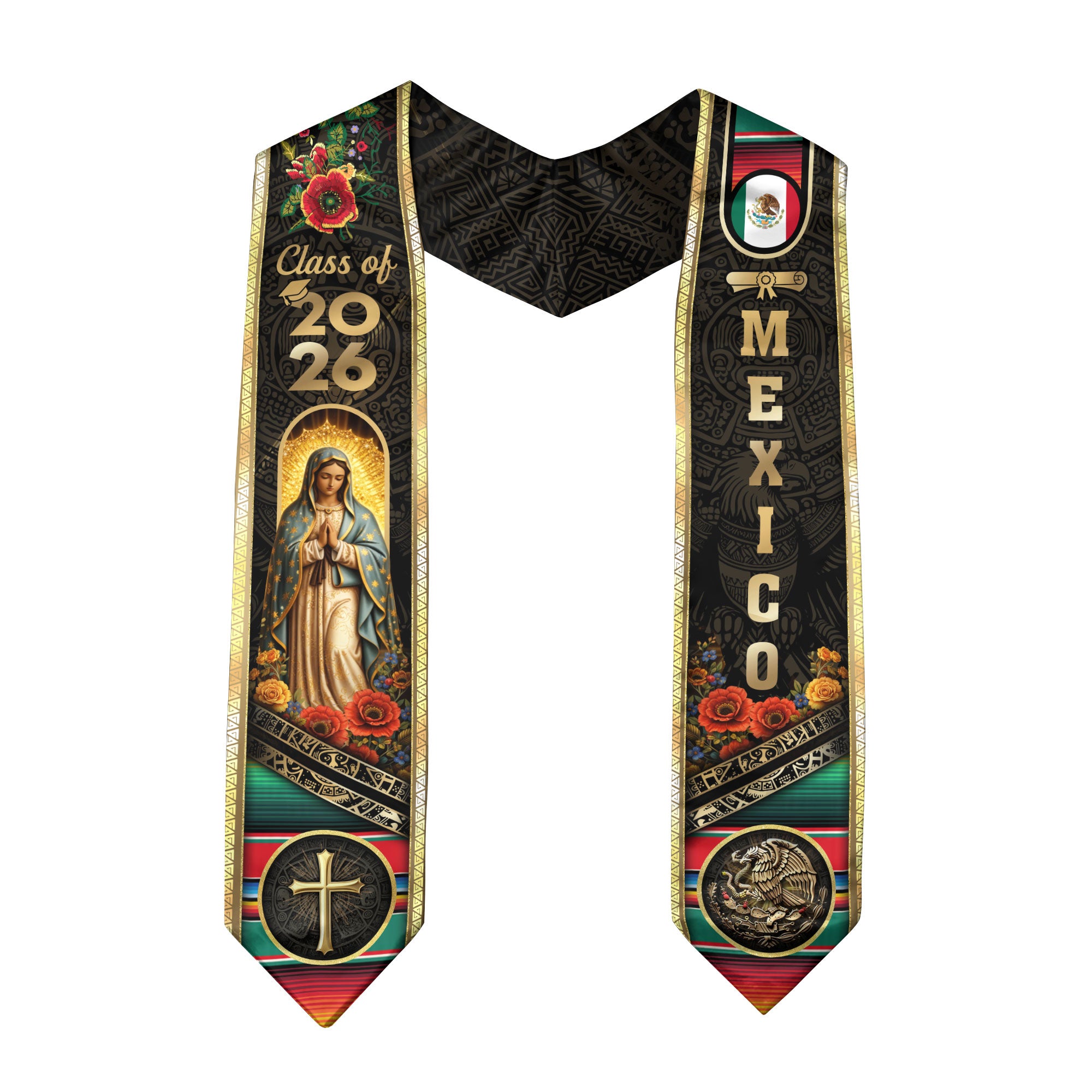 Virgin of Guadalupe Mexico Graduation Stole 2026 - Catholic Faith Mexican Heritage Sash
