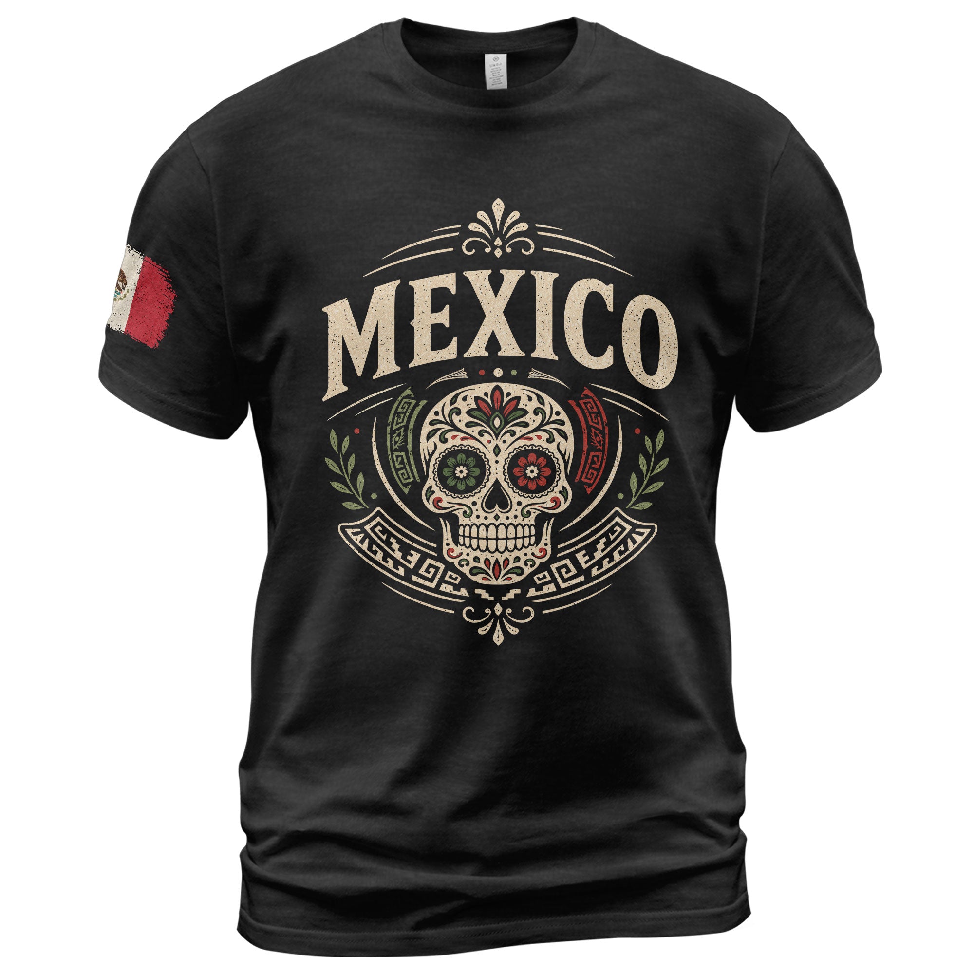 Mexico Sugar Skull Graphic T-Shirt Cultural Day of the Dead Design Casual Cotton Apparel