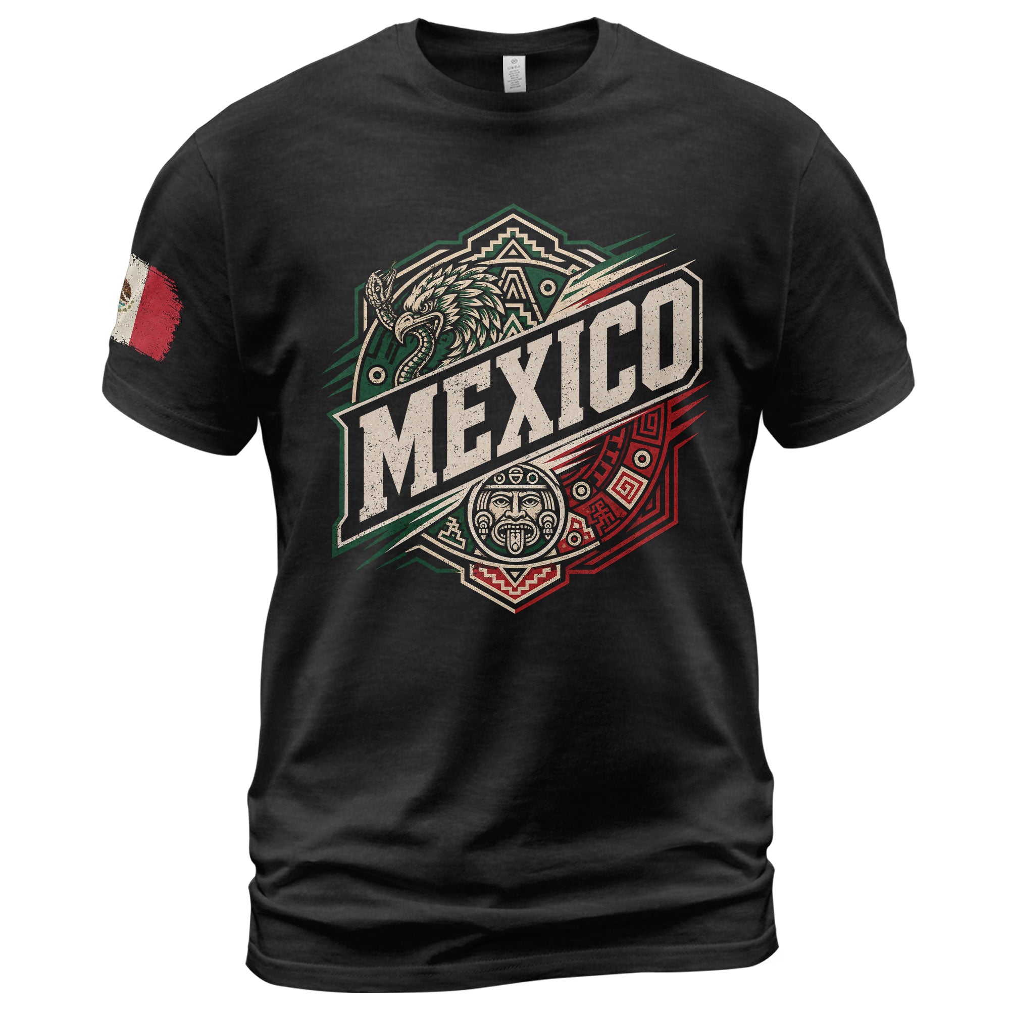 Mexico Aztec Eagle Graphic T-Shirt Cultural Heritage Design Casual Cotton Short Sleeve Tee