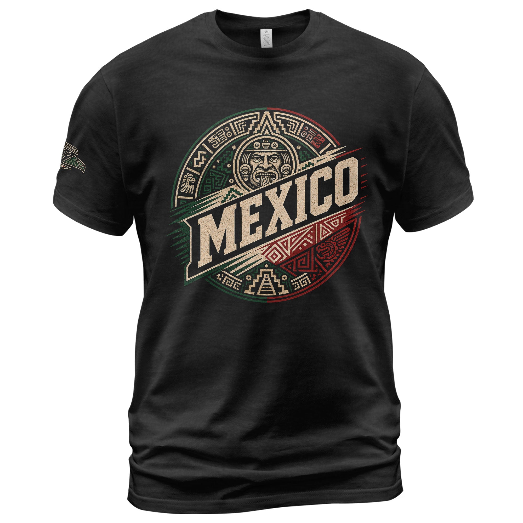 Mexico Ancient Culture Graphic T-Shirt Aztec Inspired Design Casual Cotton Short Sleeve Tee