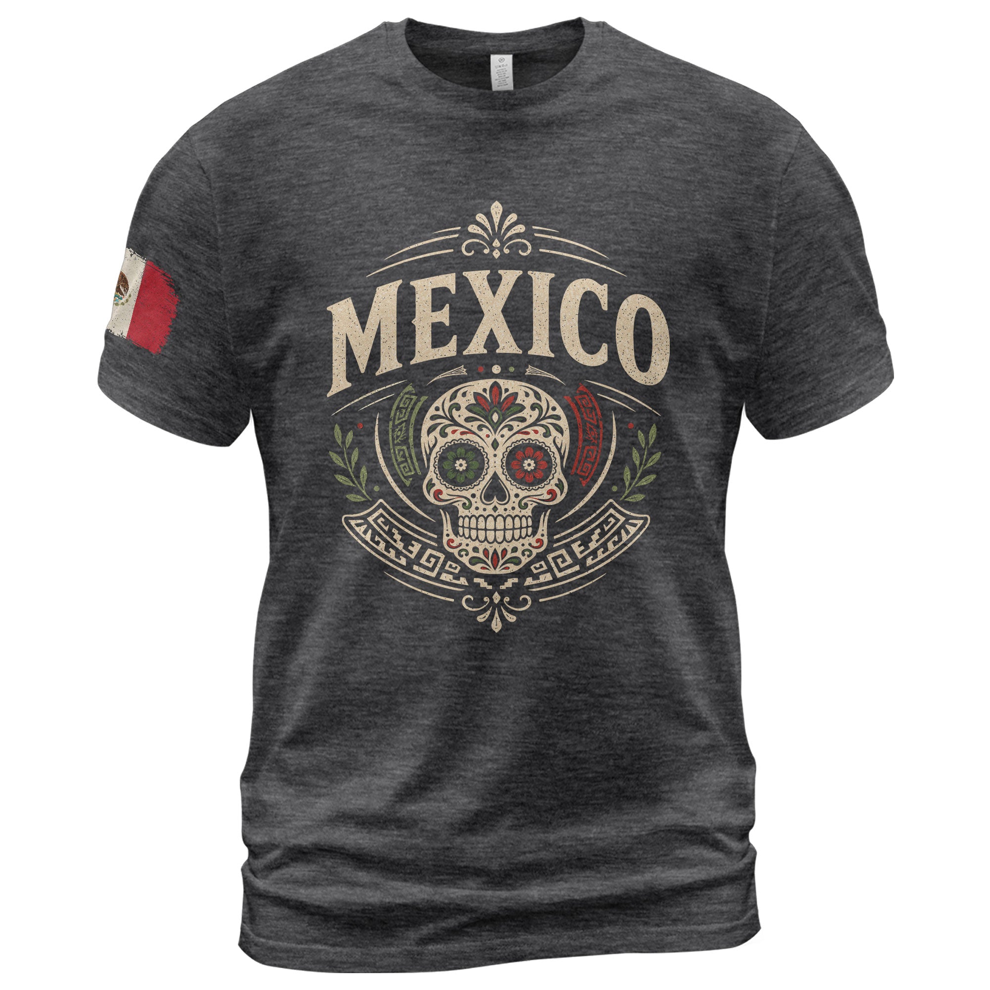Mexico Sugar Skull Graphic T-Shirt Cultural Day of the Dead Design Casual Cotton Apparel