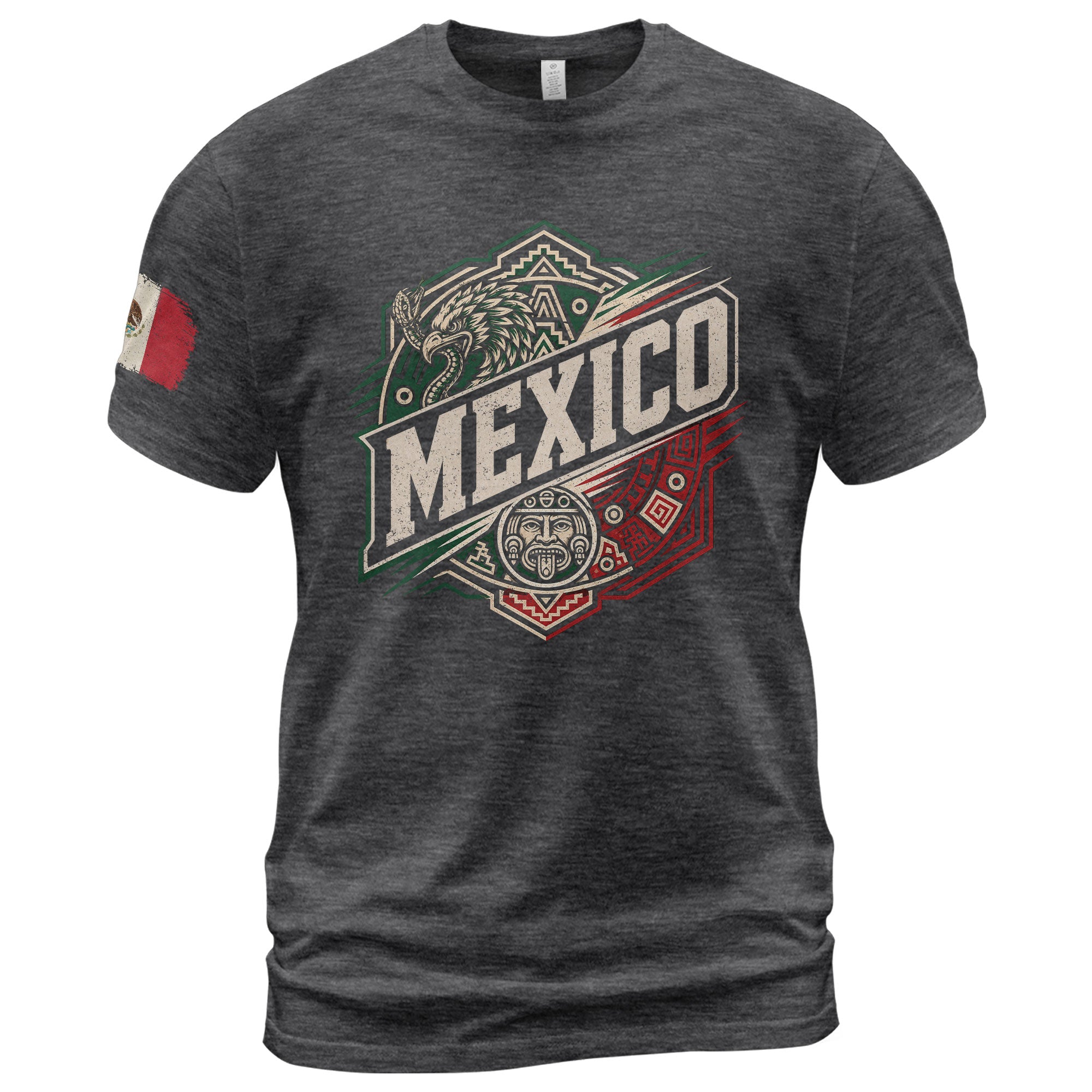 Mexico Aztec Eagle Graphic T-Shirt Cultural Heritage Design Casual Cotton Short Sleeve Tee