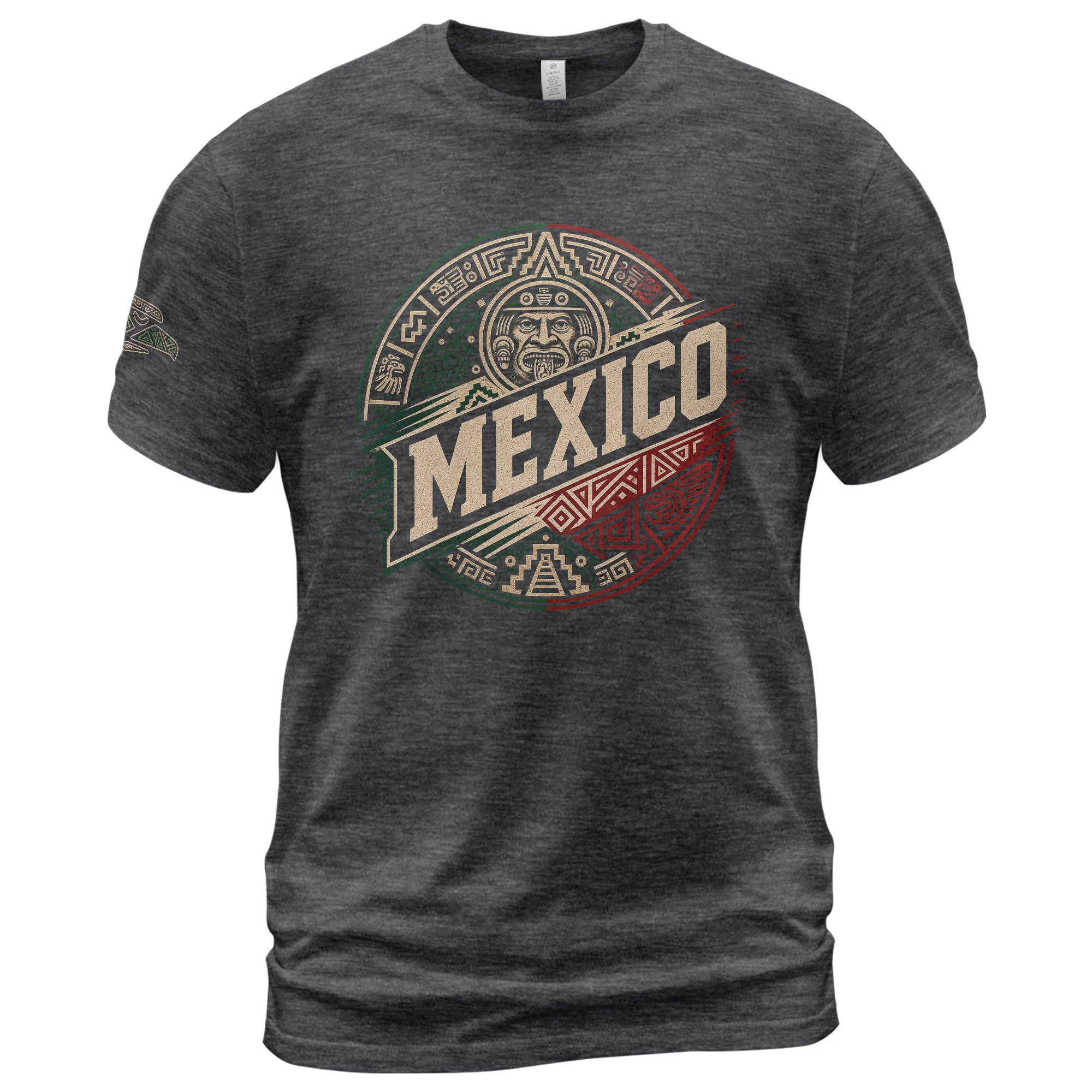 Mexico Ancient Culture Graphic T-Shirt Aztec Inspired Design Casual Cotton Short Sleeve Tee