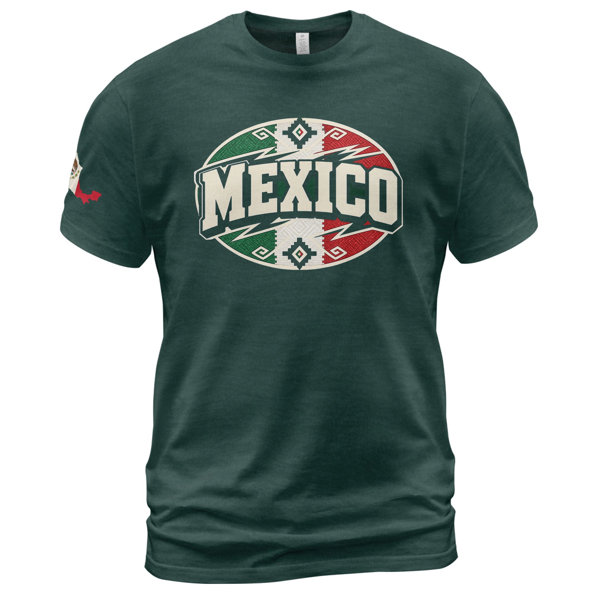 Mexico Graphic T-Shirt Cultural Flag Print Design Casual Short Sleeve Cotton Apparel