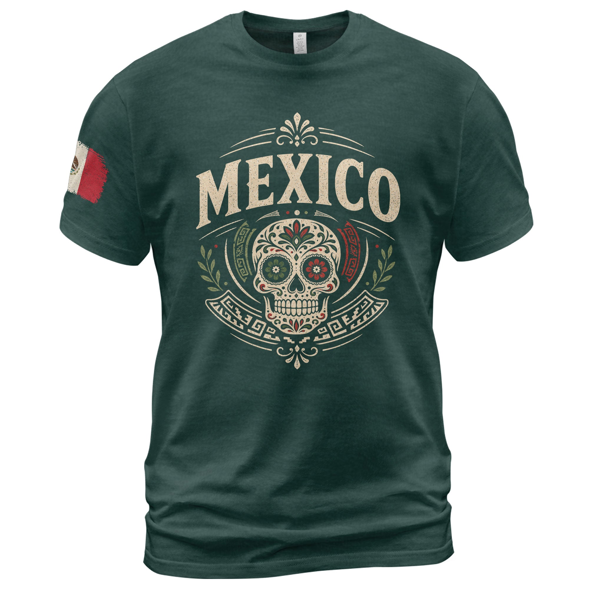 Mexico Sugar Skull Graphic T-Shirt Cultural Day of the Dead Design Casual Cotton Apparel