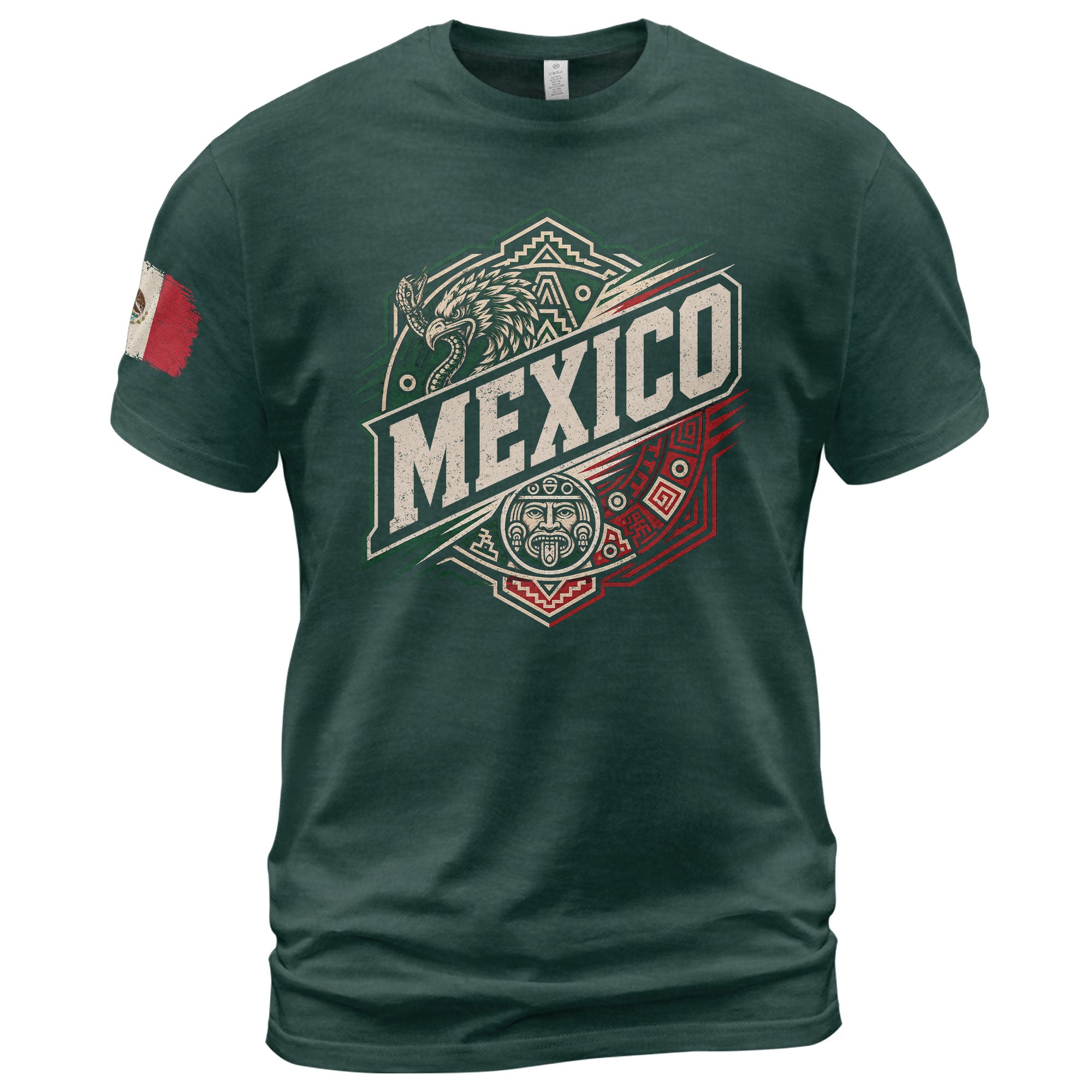Mexico Aztec Eagle Graphic T-Shirt Cultural Heritage Design Casual Cotton Short Sleeve Tee