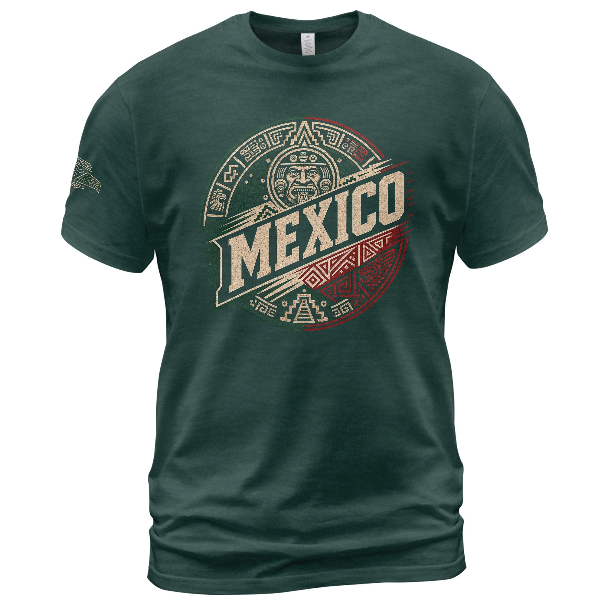 Mexico Ancient Culture Graphic T-Shirt Aztec Inspired Design Casual Cotton Short Sleeve Tee