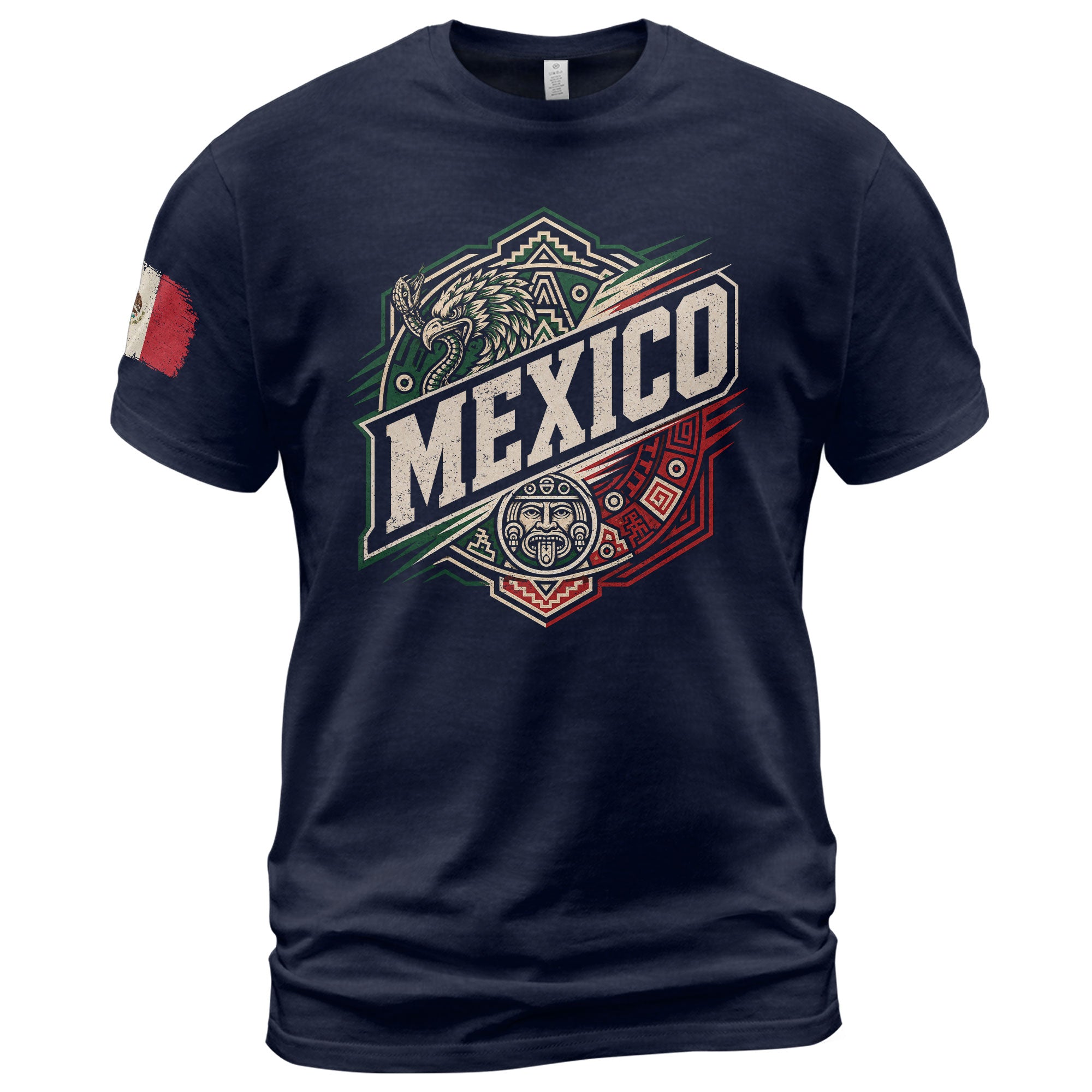 Mexico Aztec Eagle Graphic T-Shirt Cultural Heritage Design Casual Cotton Short Sleeve Tee