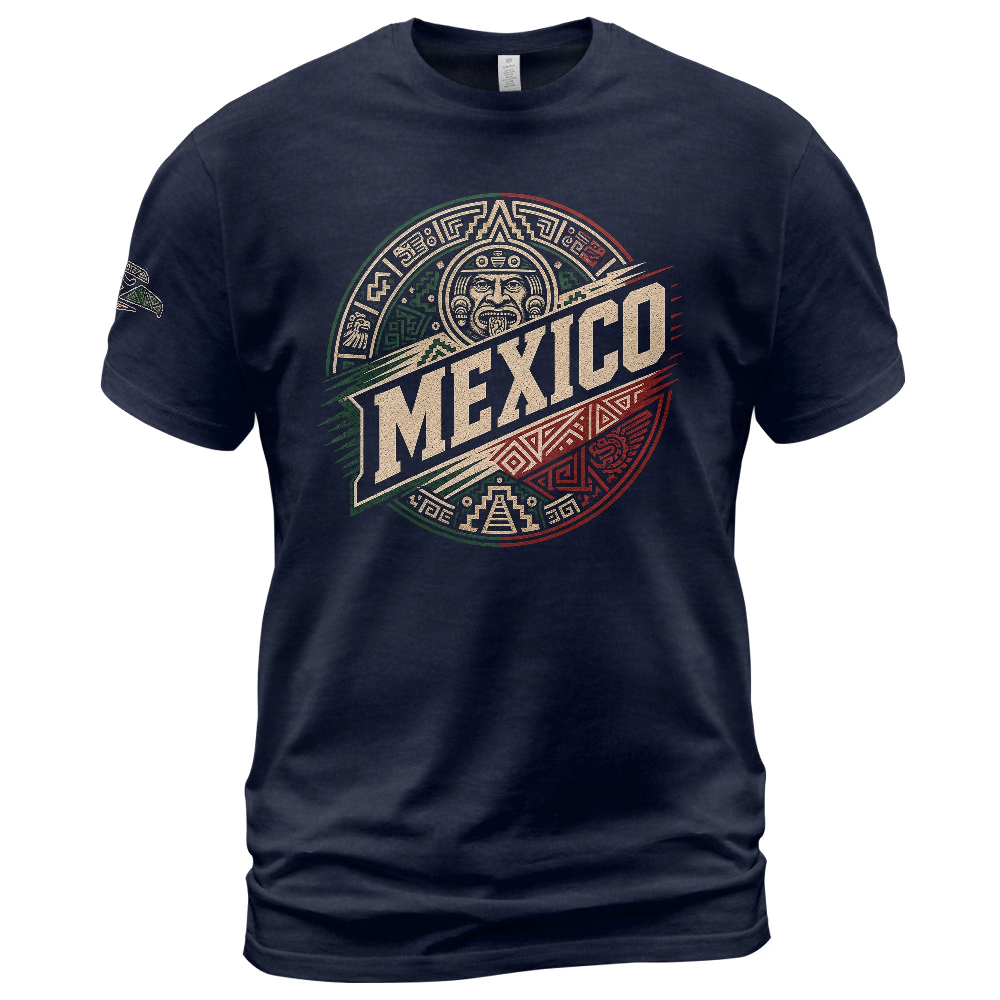 Mexico Ancient Culture Graphic T-Shirt Aztec Inspired Design Casual Cotton Short Sleeve Tee