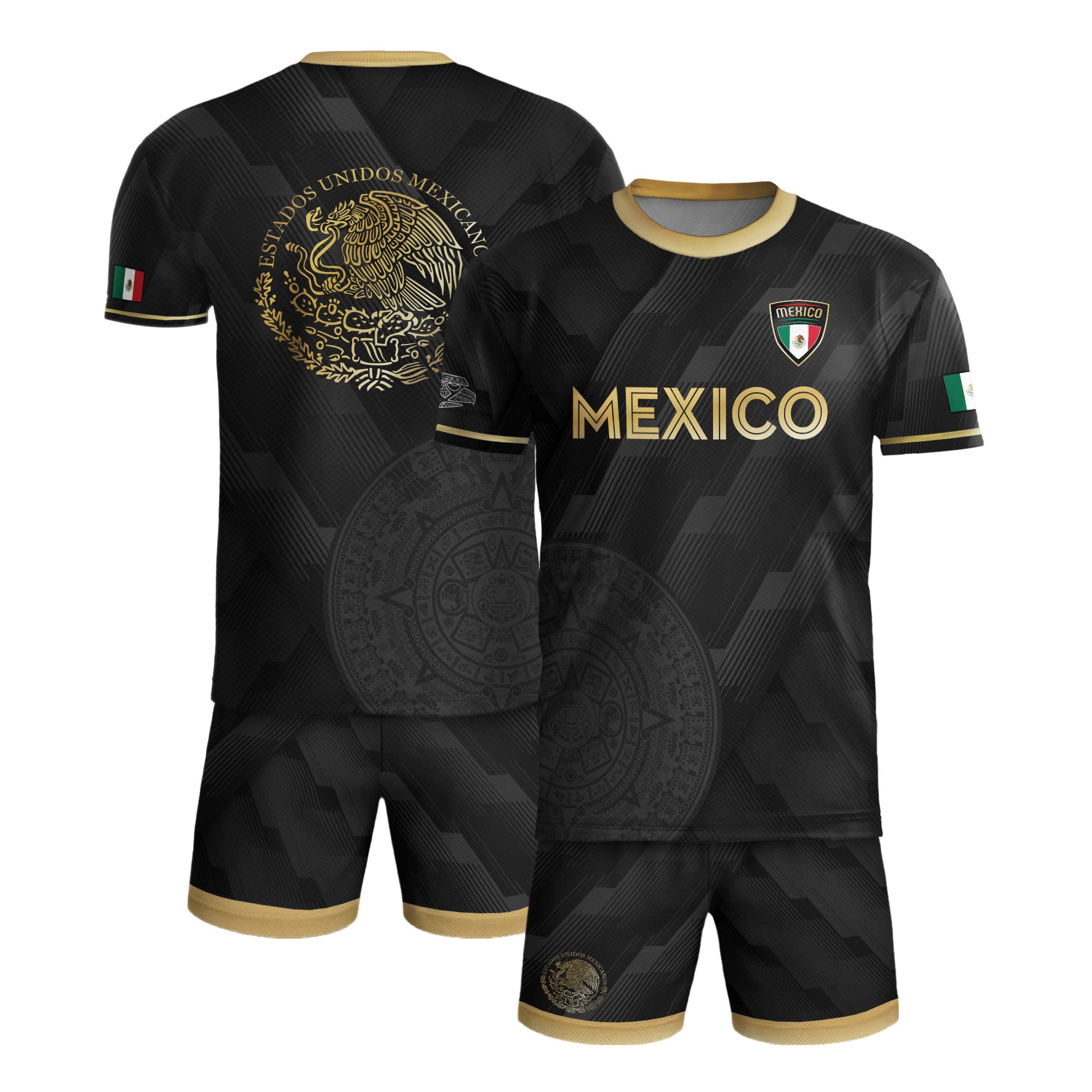 Mexico Soccer Jersey Black Style with Subtle Aztec Design