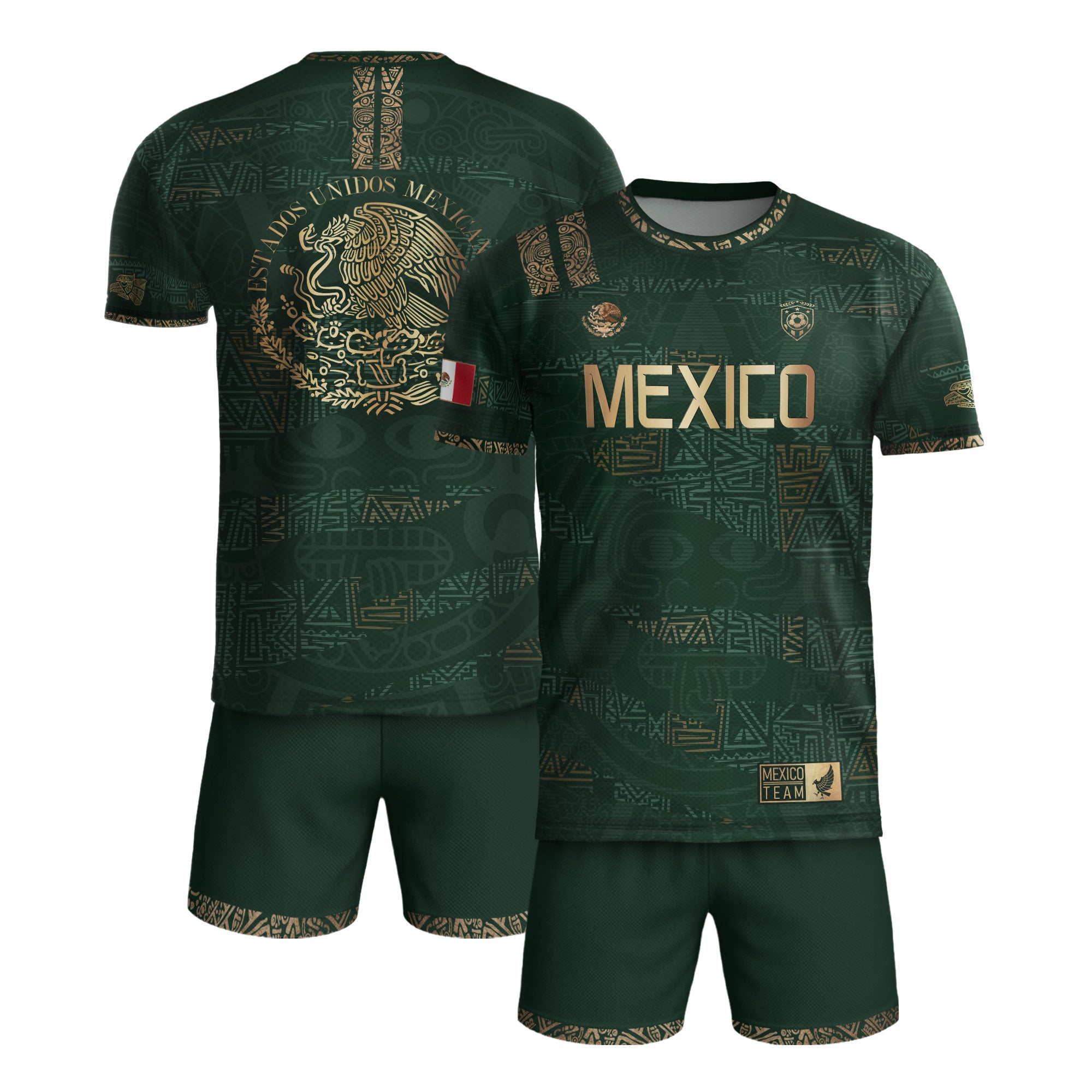 Mexico Green Gold Aztec Heritage Soccer Jersey