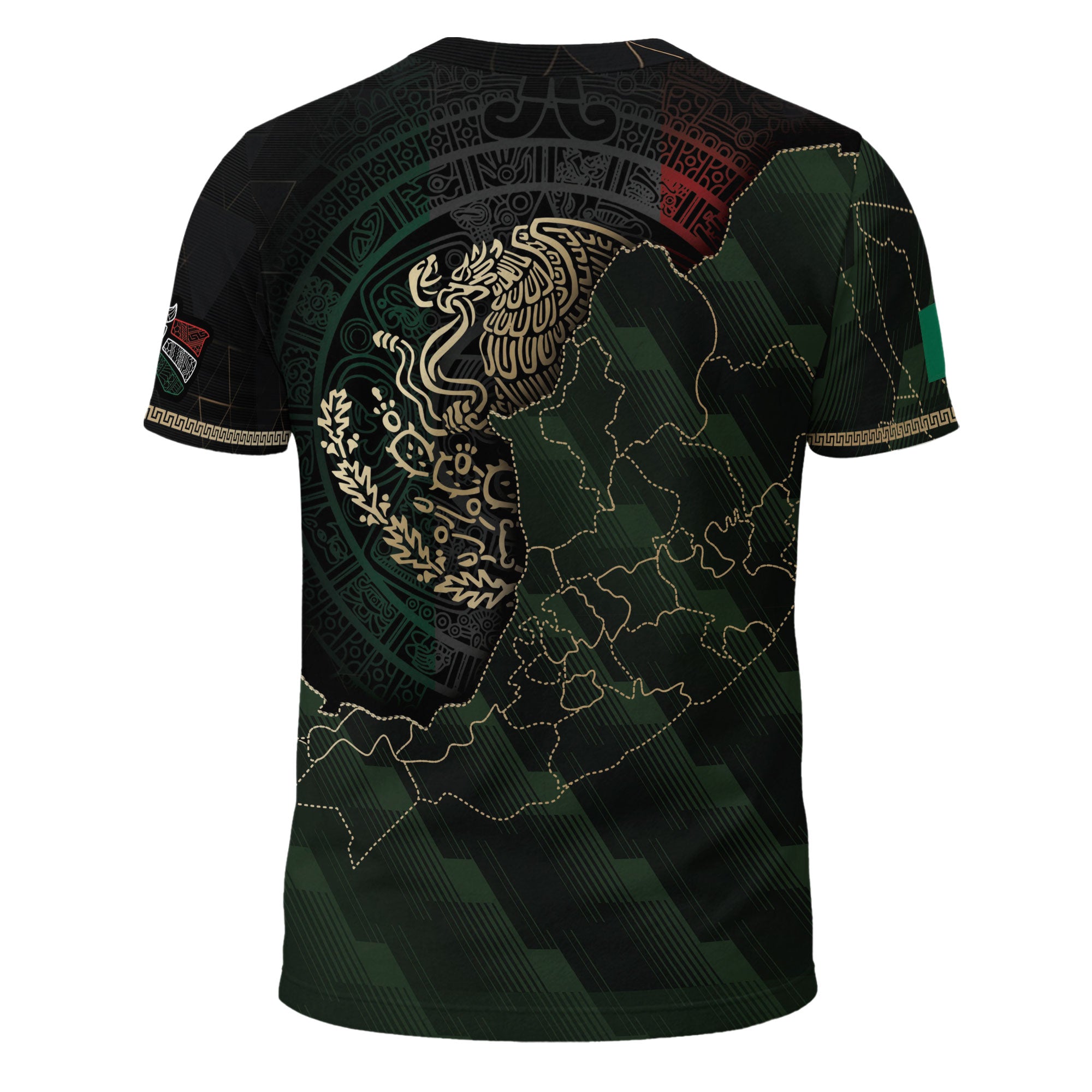 Mexico Black Gold Eagle Aztec Map Heritage Pride Warrior Shirt