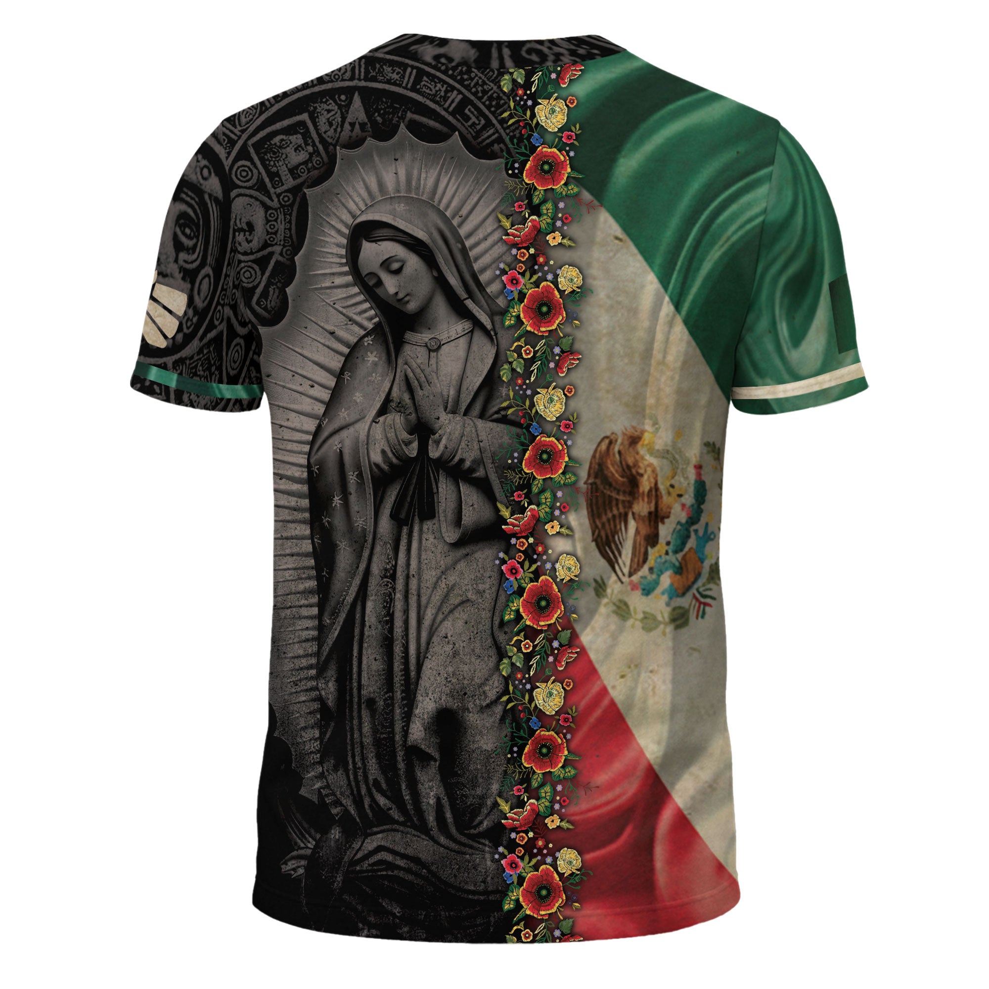 Mexico Flag Guadalupe Aztec Floral Heritage Legacy National Pride Shirt