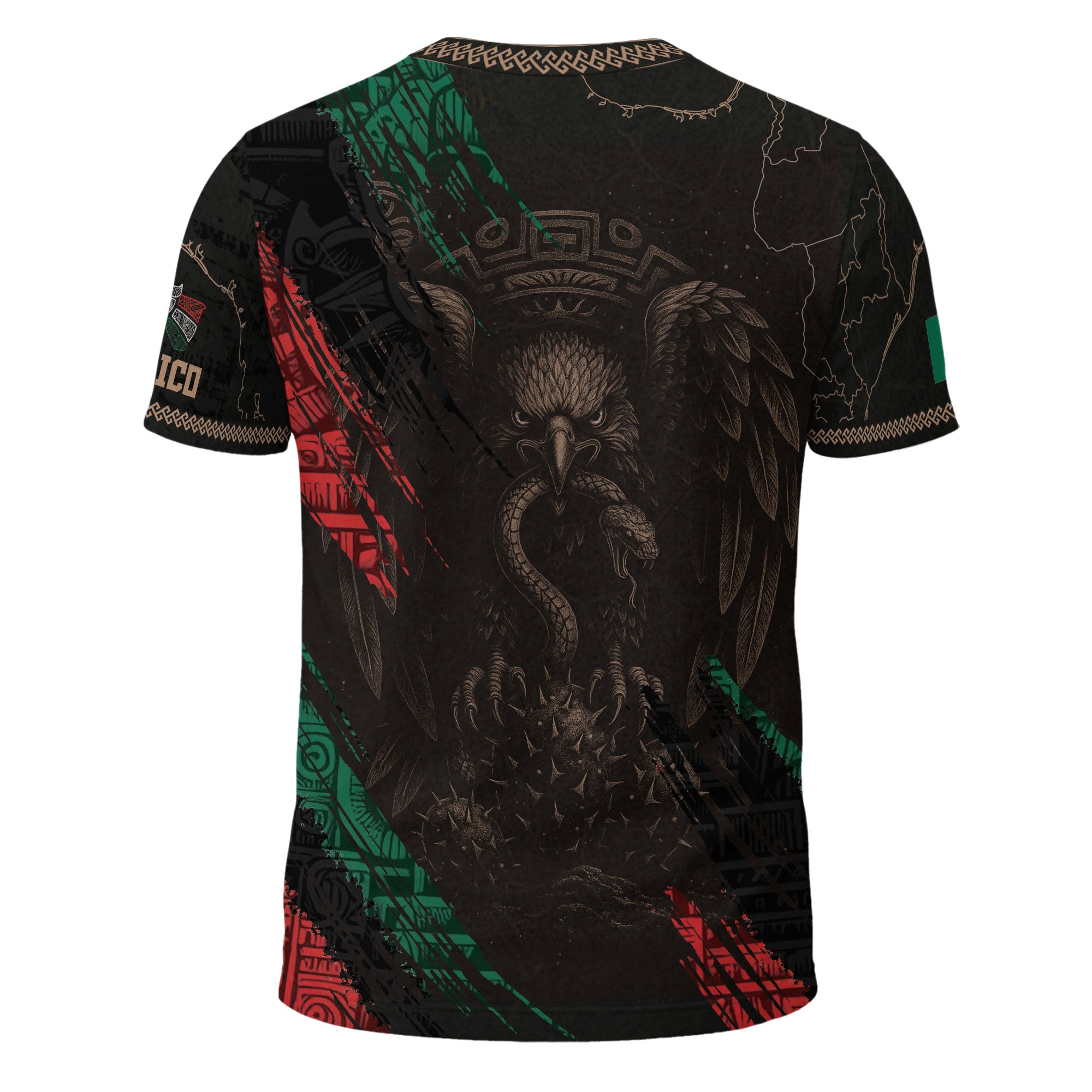 Aztec Eagle Mexico Map Heritage Pride Black Warrior Shirt