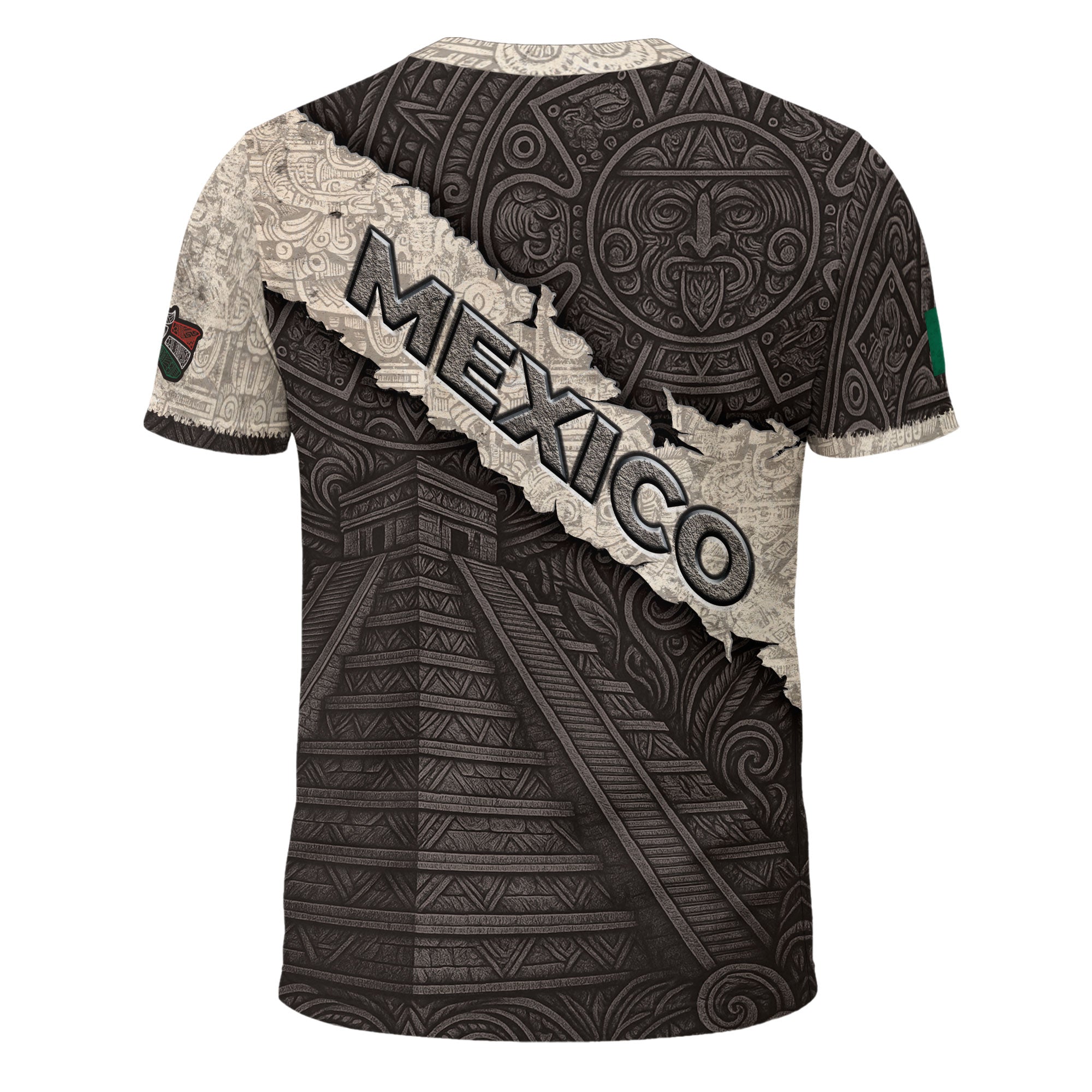 Aztec Pyramid and Eagle Stone Texture Mexico Heritage Shirt