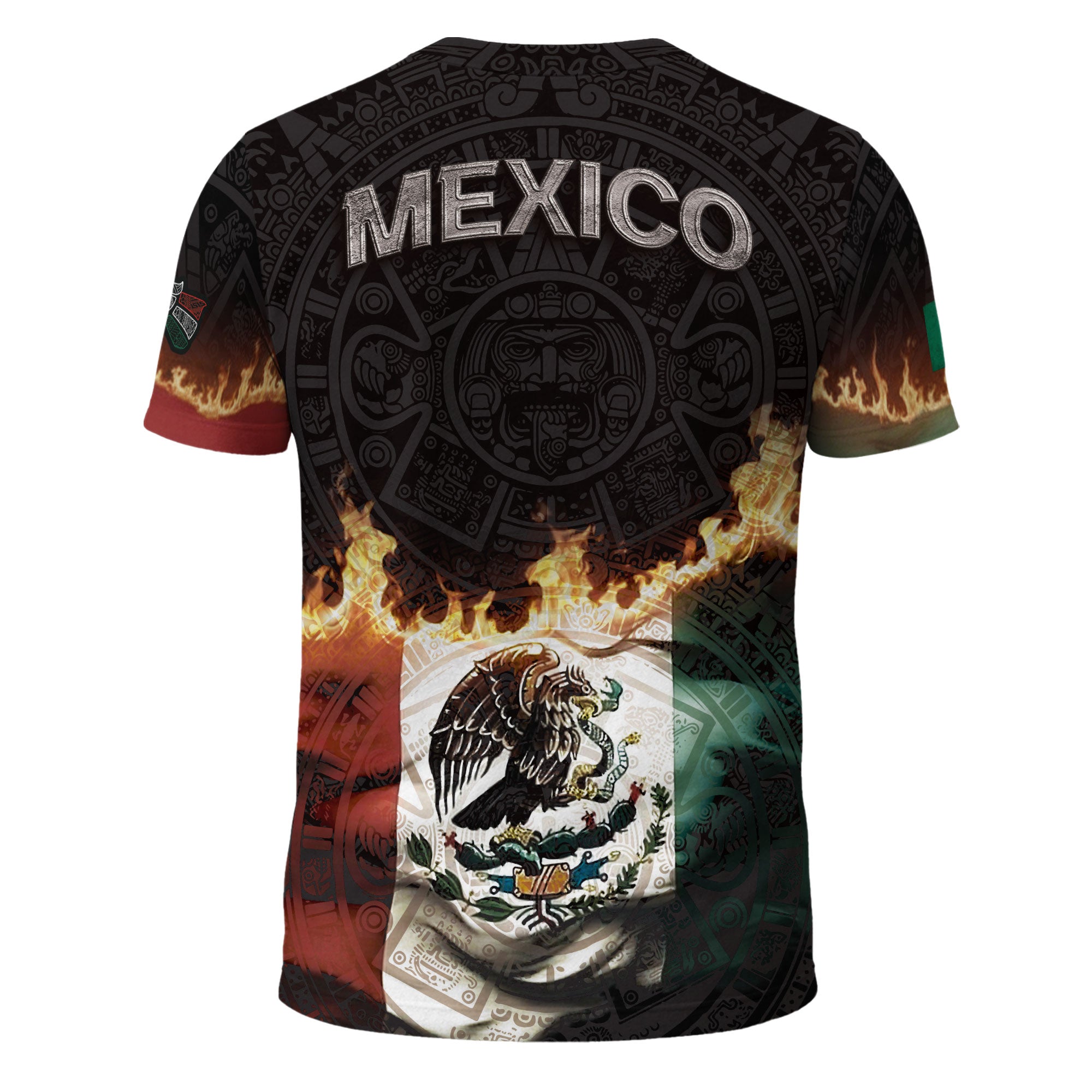 Virgin of Guadalupe Flame Mexico Flag Aztec Heritage Shirt