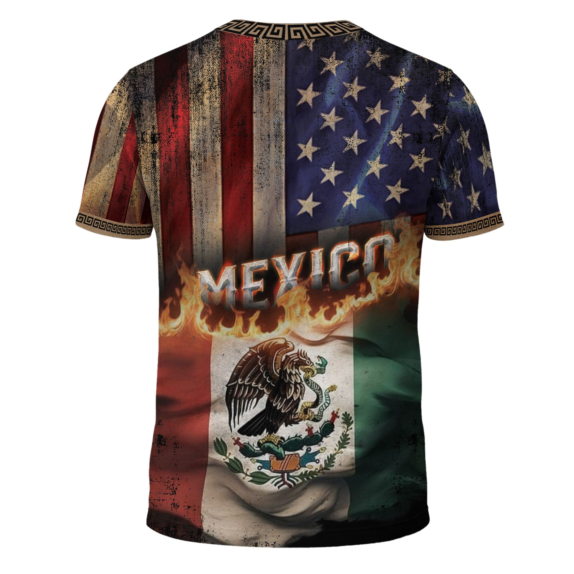 Mexico and USA Flag Burned Fusion Heritage Pride Shirt