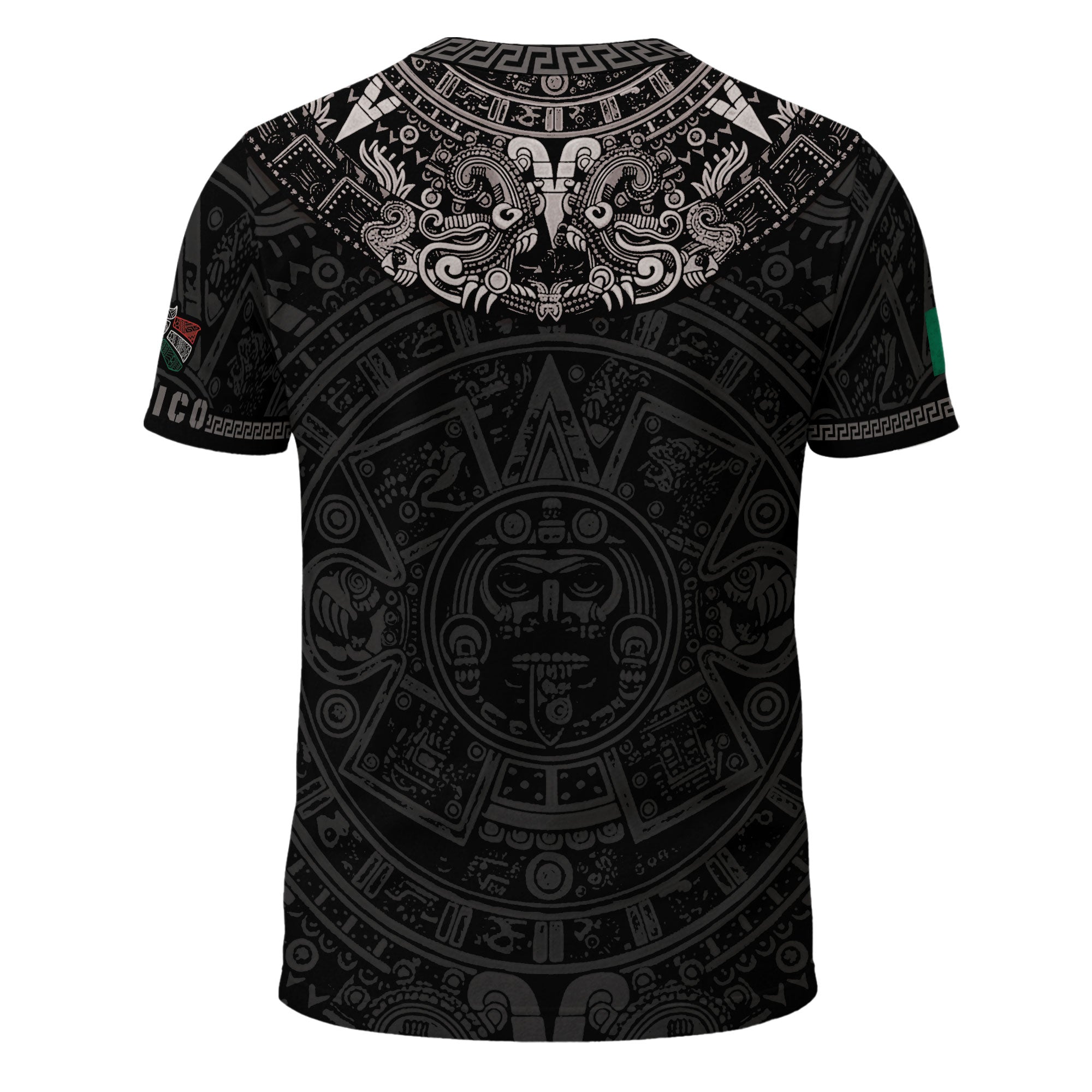 Aztec Sun Stone Black Pattern Mexico Heritage Shirt