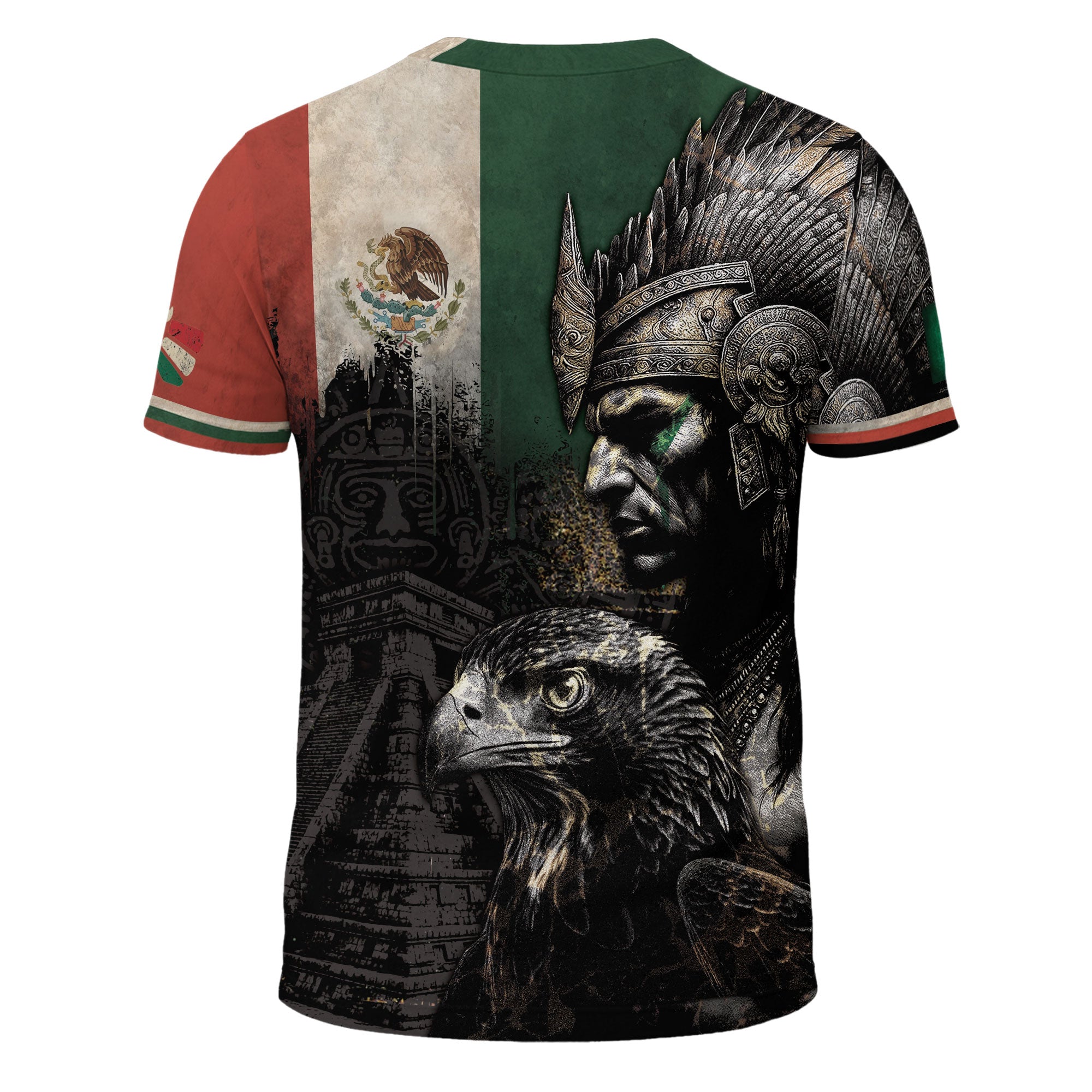 Aztec Warrior and Eagle Mexico Flag Heritage Pride Shirt