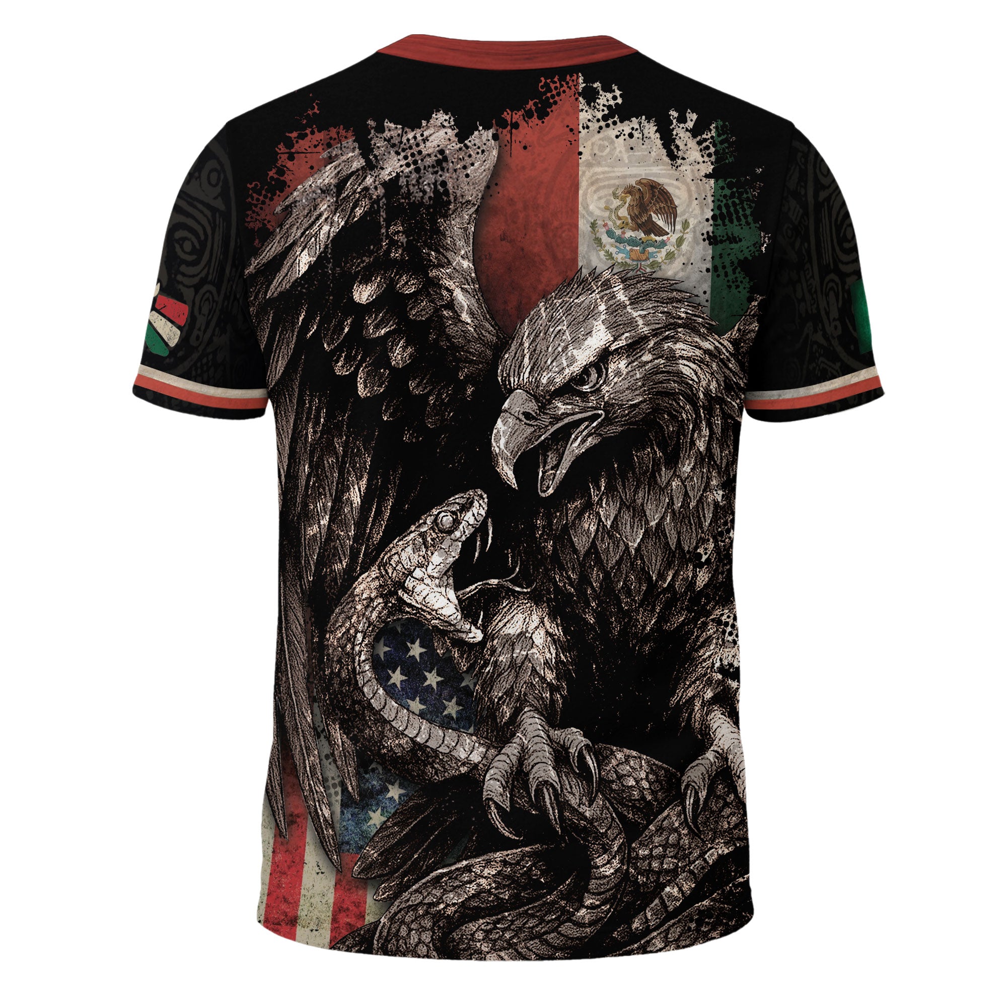 Mexico USA Flag Eagle Serpent Aztec Pattern Heritage Warrior Pride Power Shirt