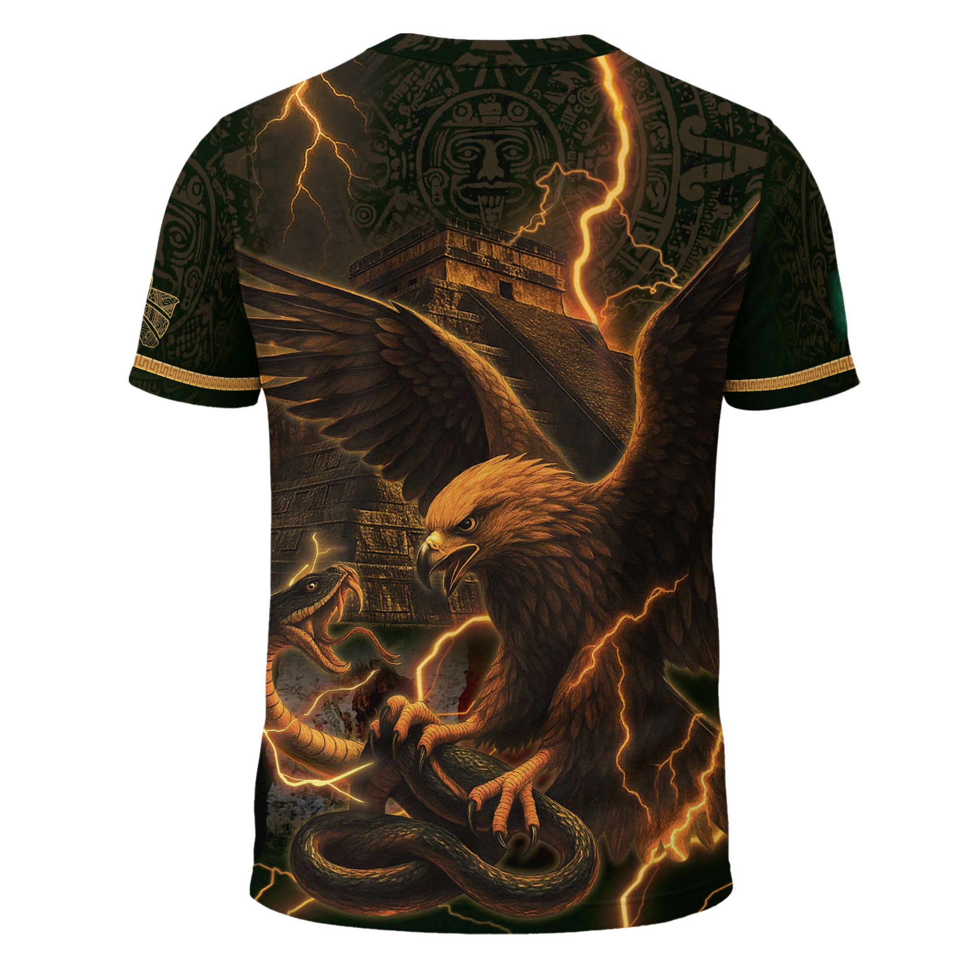 Mexico Eagle Serpent Lightning Aztec Pyramid Heritage Warrior Pride Power Shirt
