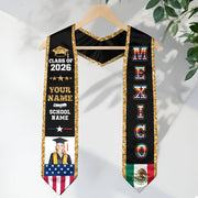 Custom Photo Mexican Graduation Sash 2026, Personalized Mexico Stole for Graduate