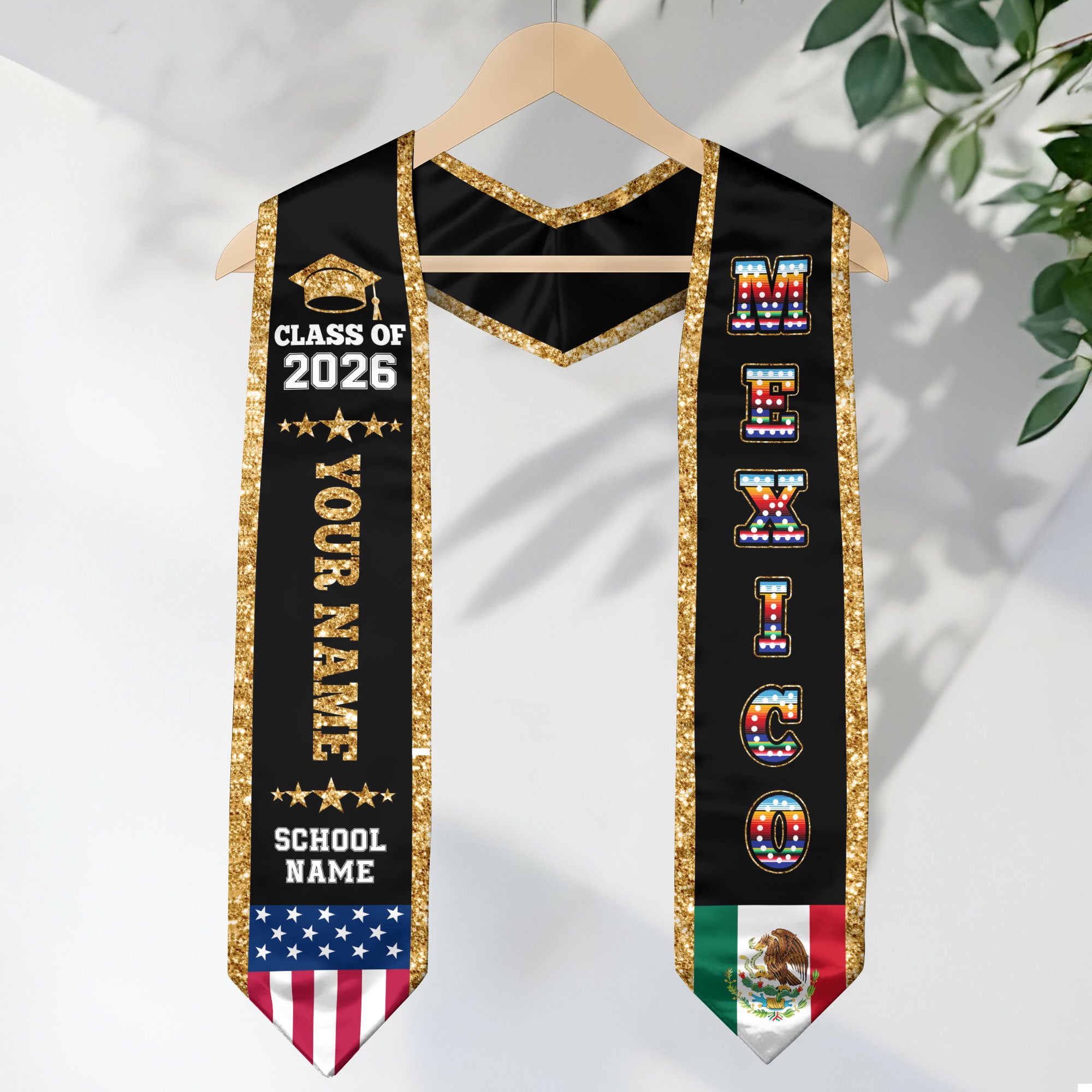 Mexico Graduate Stole 2026, Custom Personalized Sash for Graduation