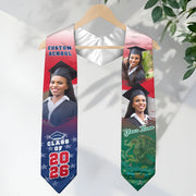 Custom Mexican Graduation Stole 2026 Mexico USA Flag Photo Graduation Sash