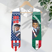 Custom Mexican Graduation Stole 2026 Mexico Flag USA Stars Photo Name School
