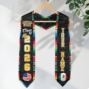 Custom Mexican Graduation Stole 2026 USA Mexico Flag Serape Eagle Emblem