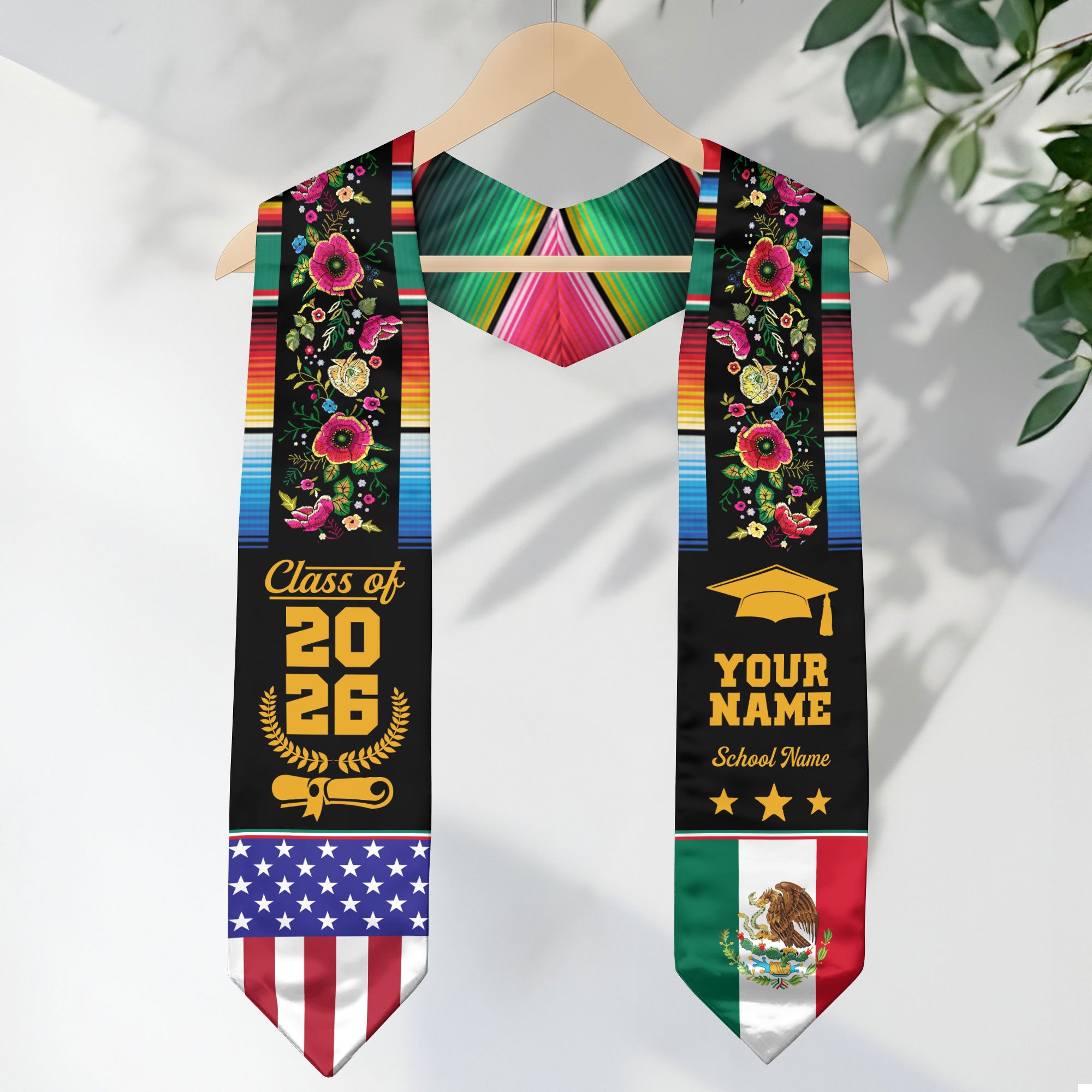 Custom Mexico Sash 2026 for Graduate, Personalized Mexican Stole for Graduation