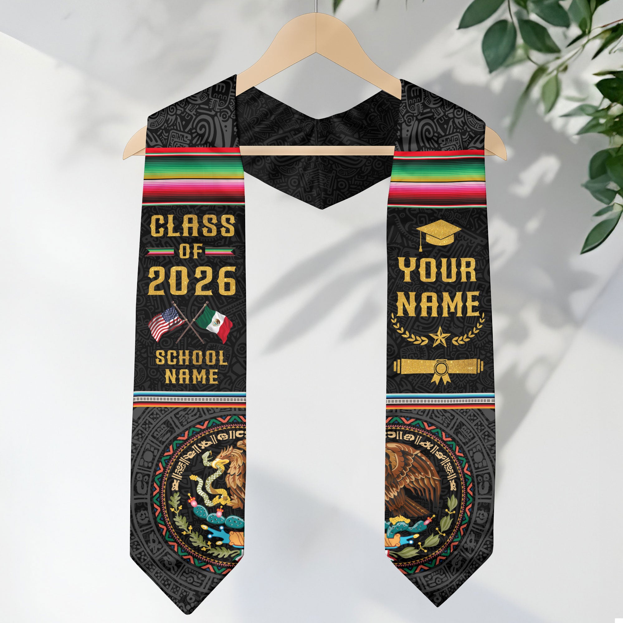 Mexico Graduation Sash 2026, Mexican American Flag Stole, Mexican Stole Customized