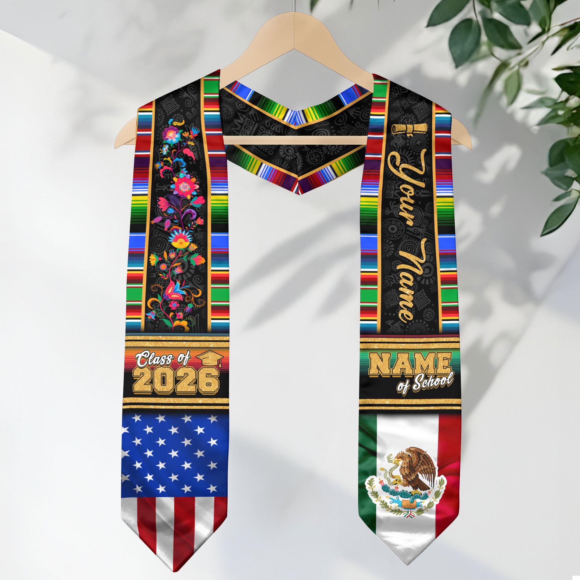 Custom Mexican Stole 2026, Mexico Graduation Sash, Personalized Graduate Gift