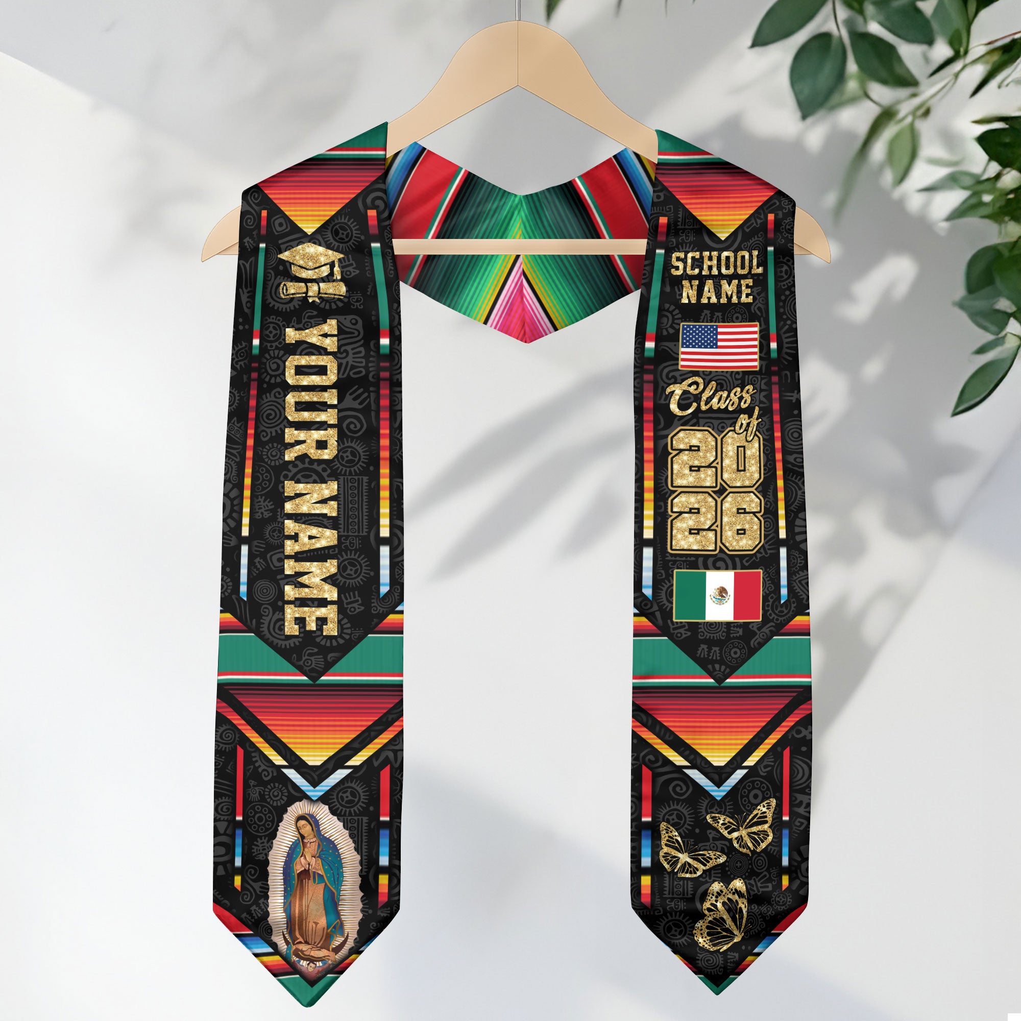 Mexican Graduation Stole 2026, Custom Mexico Sash, Personalized Graduate