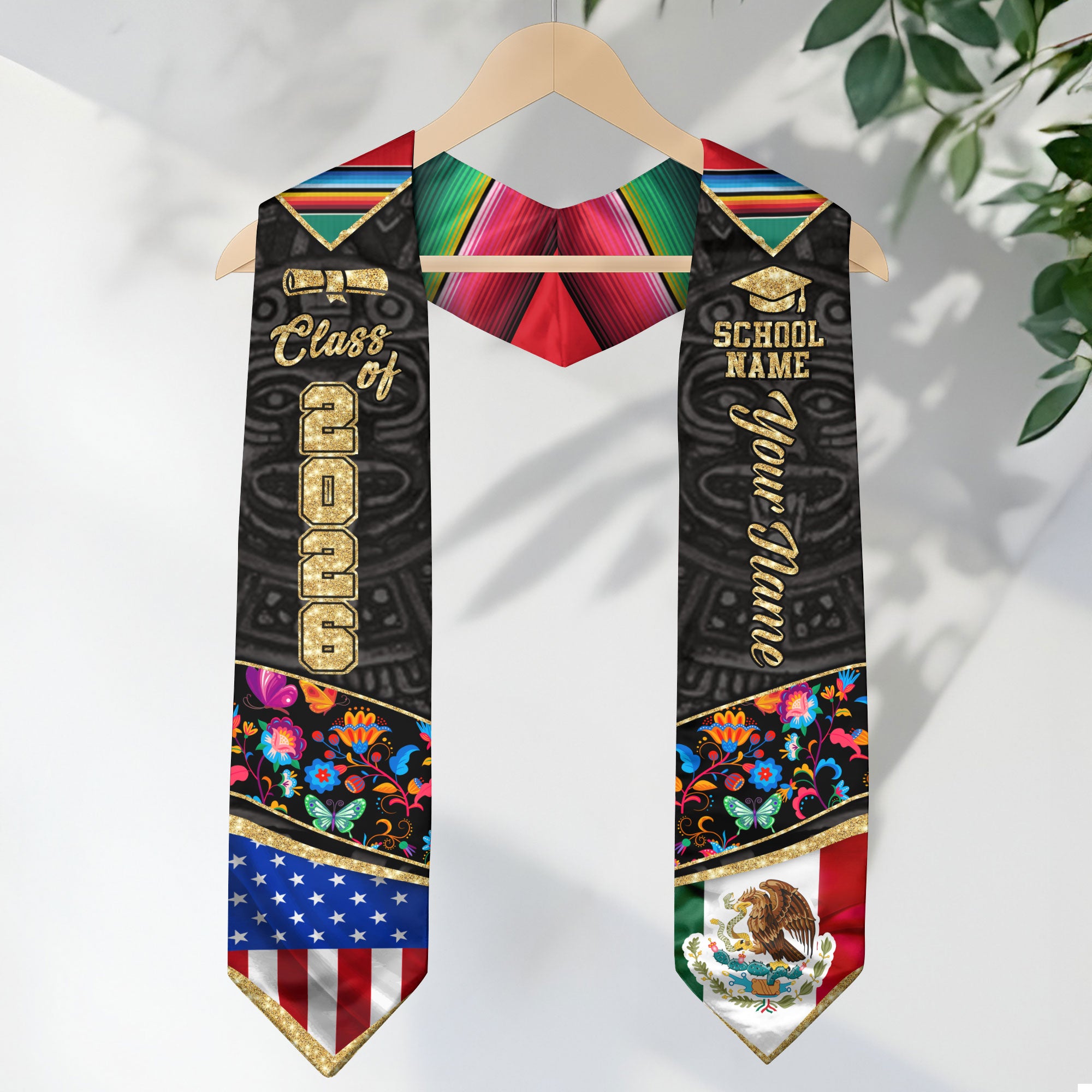 Mexico Stole 2026 Custom, Mexican Graduation Sash, Personalized Graduate